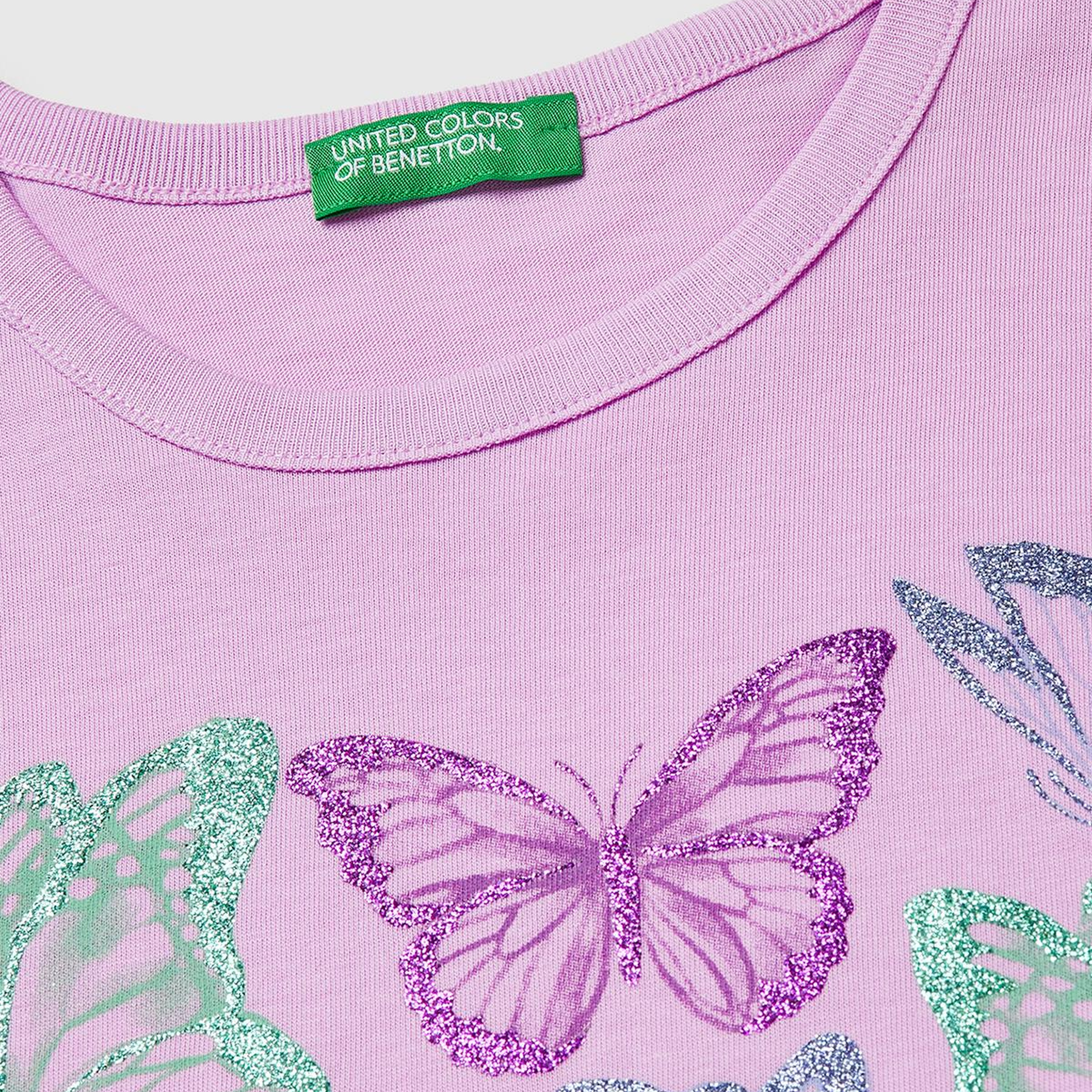 Kız Çocuk Pembe Simli Grafik Baskılı Yuvarlak Yaka T-Shirt