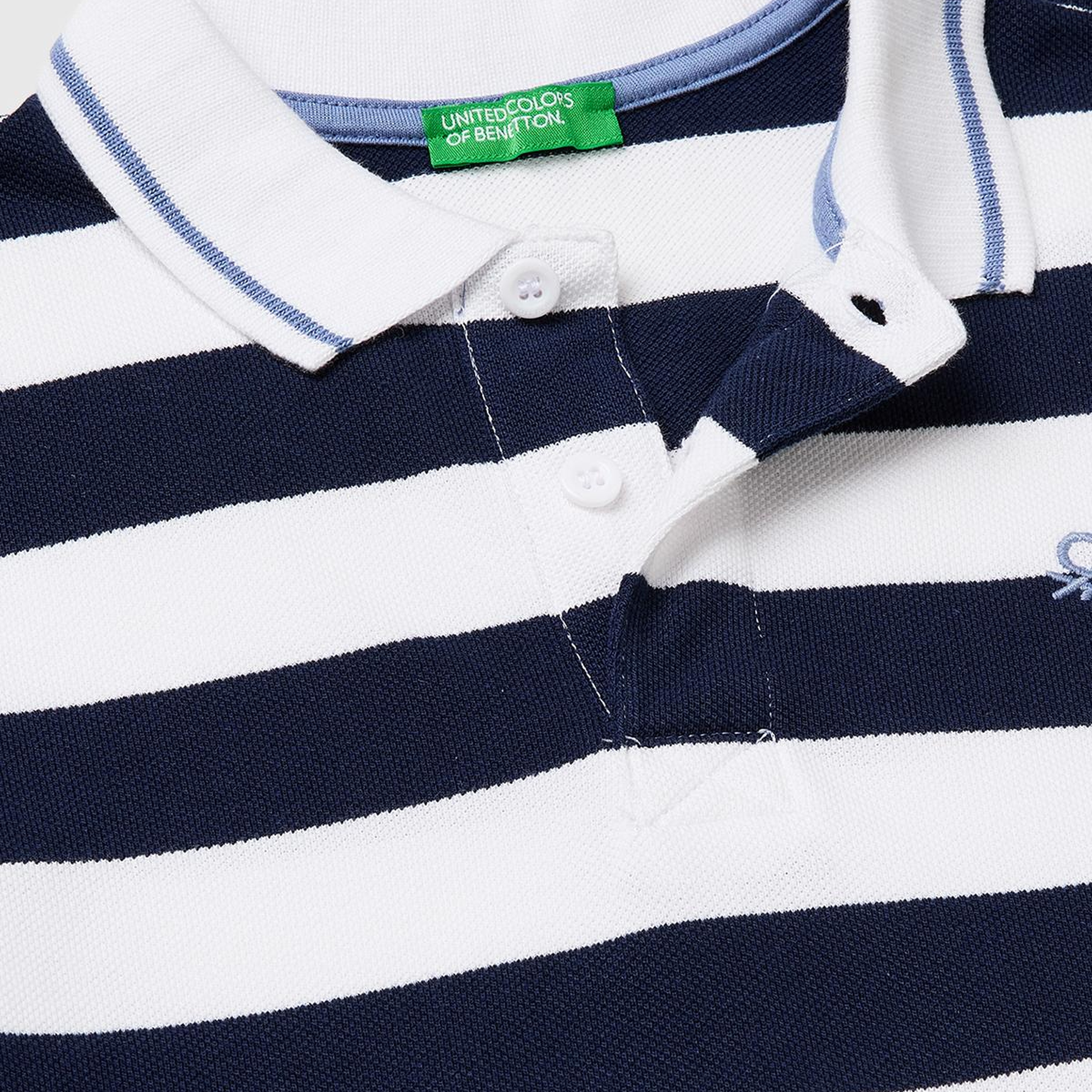 Erkek Çocuk Koyu Mavi Mix Çizgili Logo Nakışlı Polo Yaka Çocuk T-Shirt