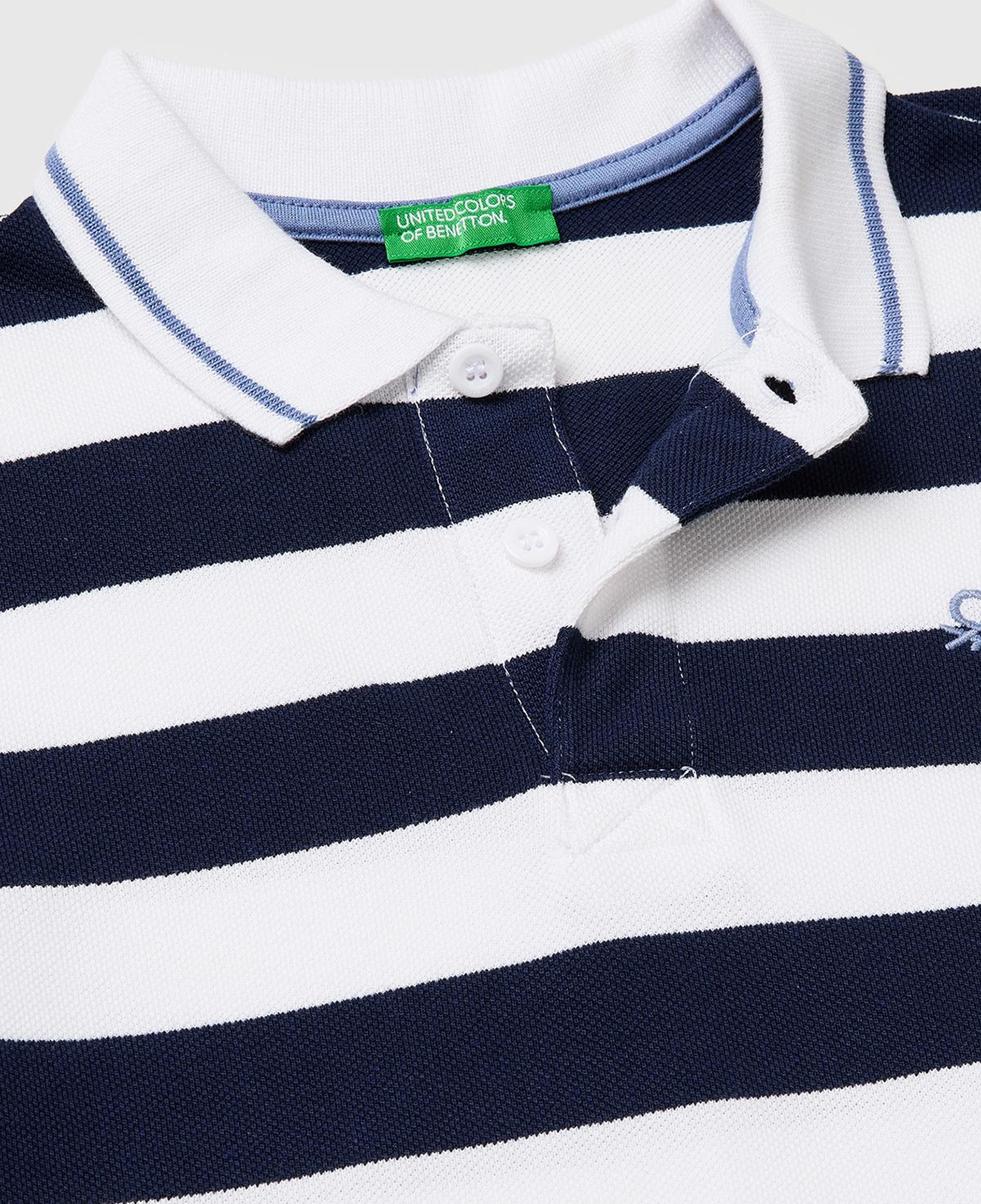 Erkek Çocuk Koyu Mavi Mix Çizgili Logo Nakışlı Polo Yaka Çocuk T-Shirt