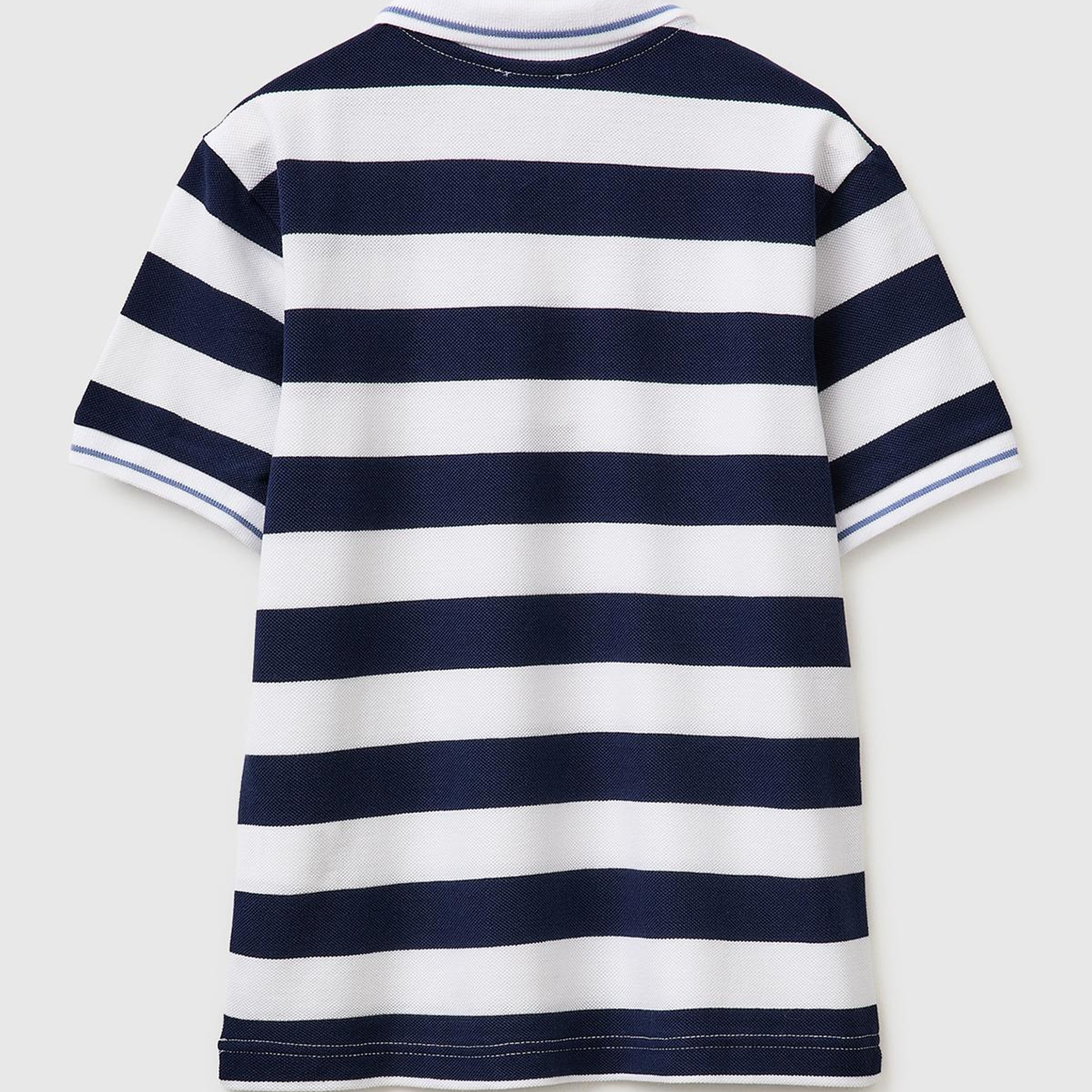 Erkek Çocuk Koyu Mavi Mix Çizgili Logo Nakışlı Polo Yaka Çocuk T-Shirt
