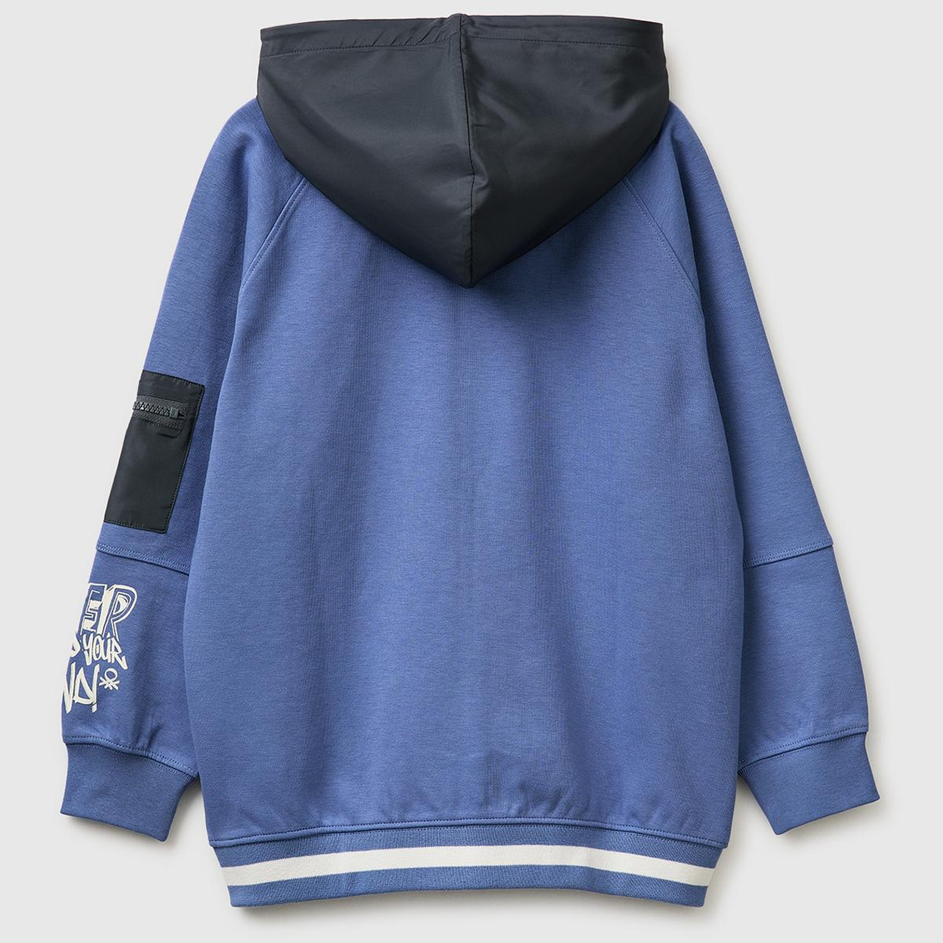 Erkek Çocuk Havacı Mavi Cep Detaylı Fermuarlı Kapüşonlu Sweatshirt