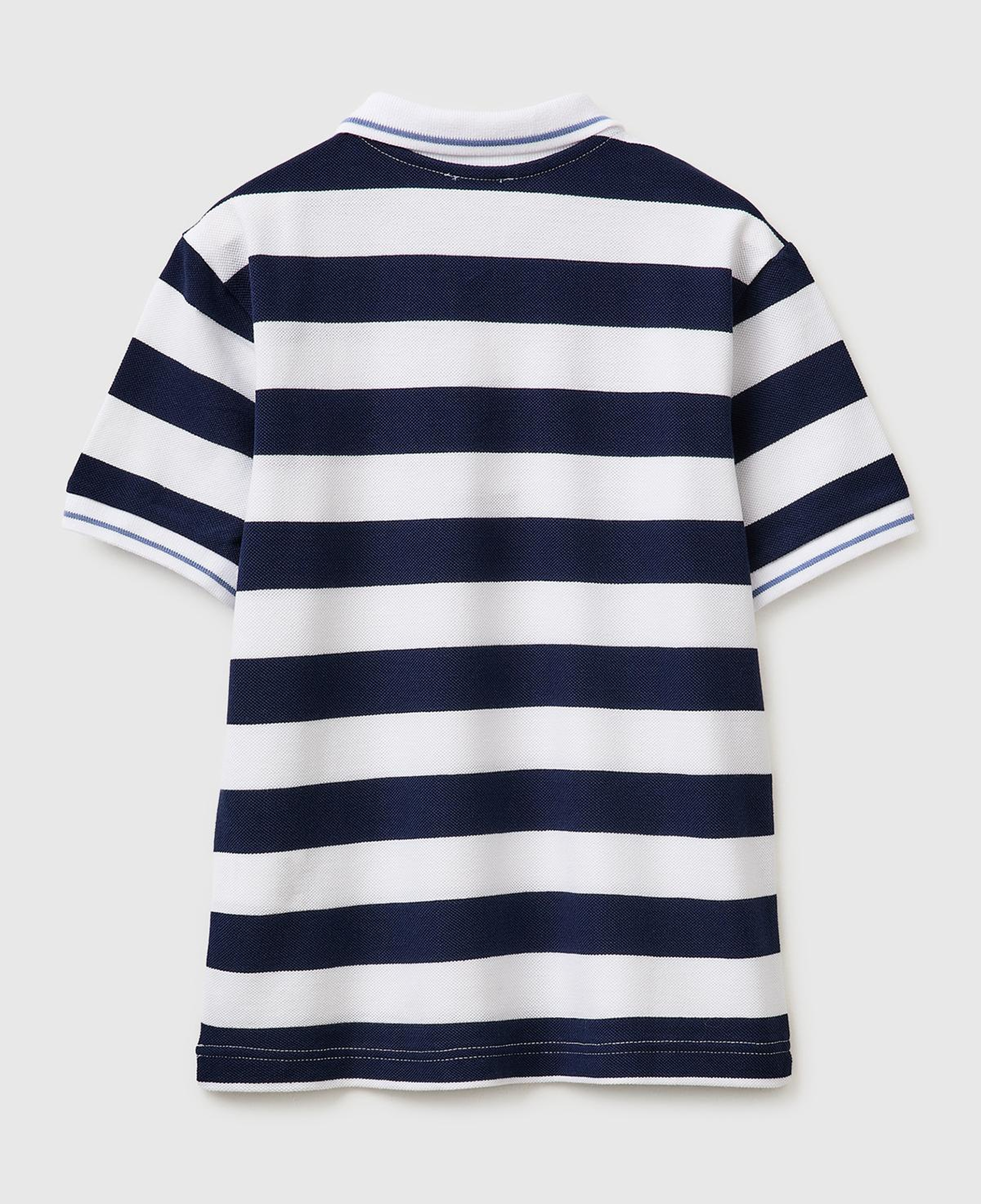 Erkek Çocuk Koyu Mavi Mix Çizgili Logo Nakışlı Polo Yaka Çocuk T-Shirt