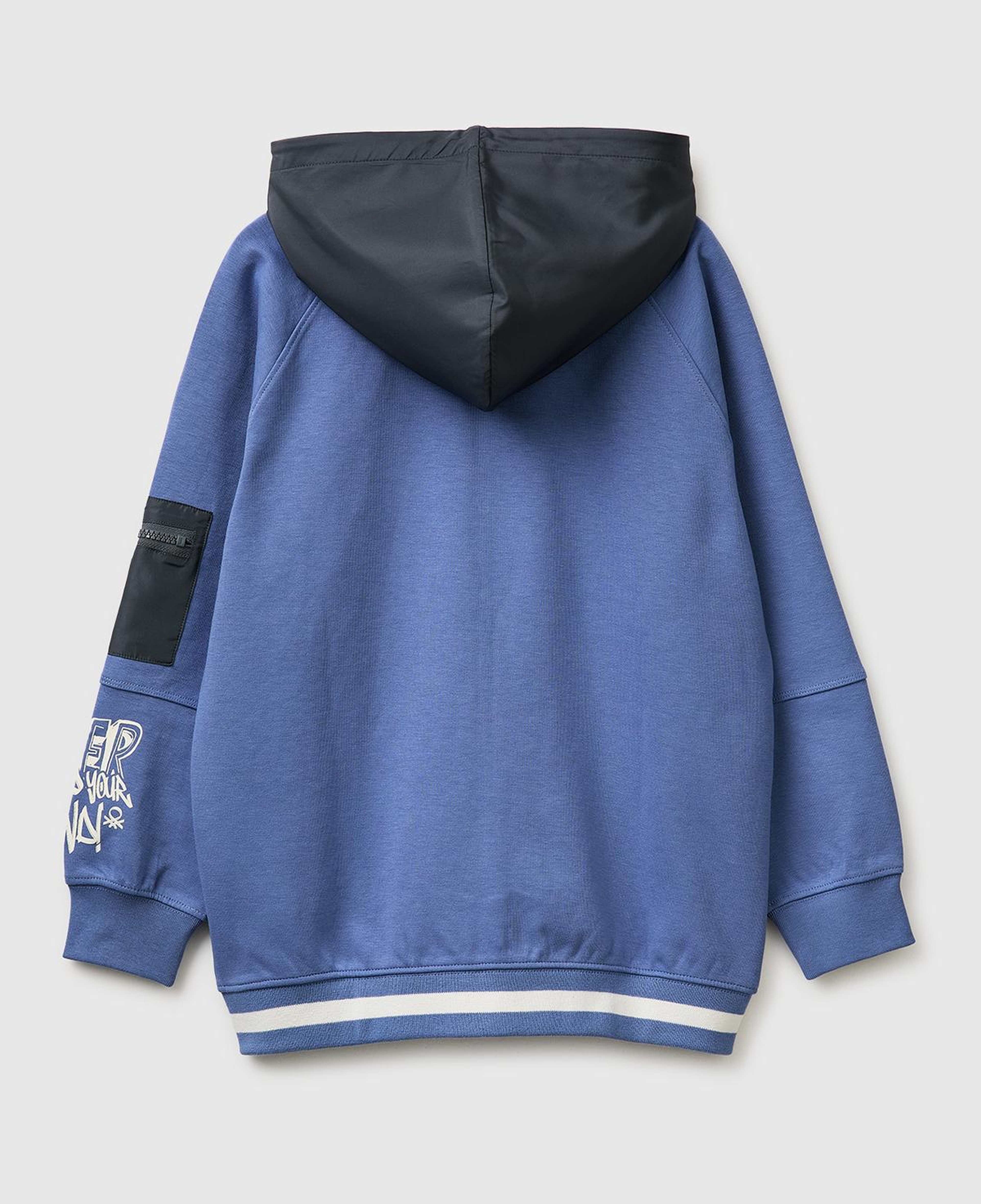 Erkek Çocuk Havacı Mavi Cep Detaylı Fermuarlı Kapüşonlu Sweatshirt