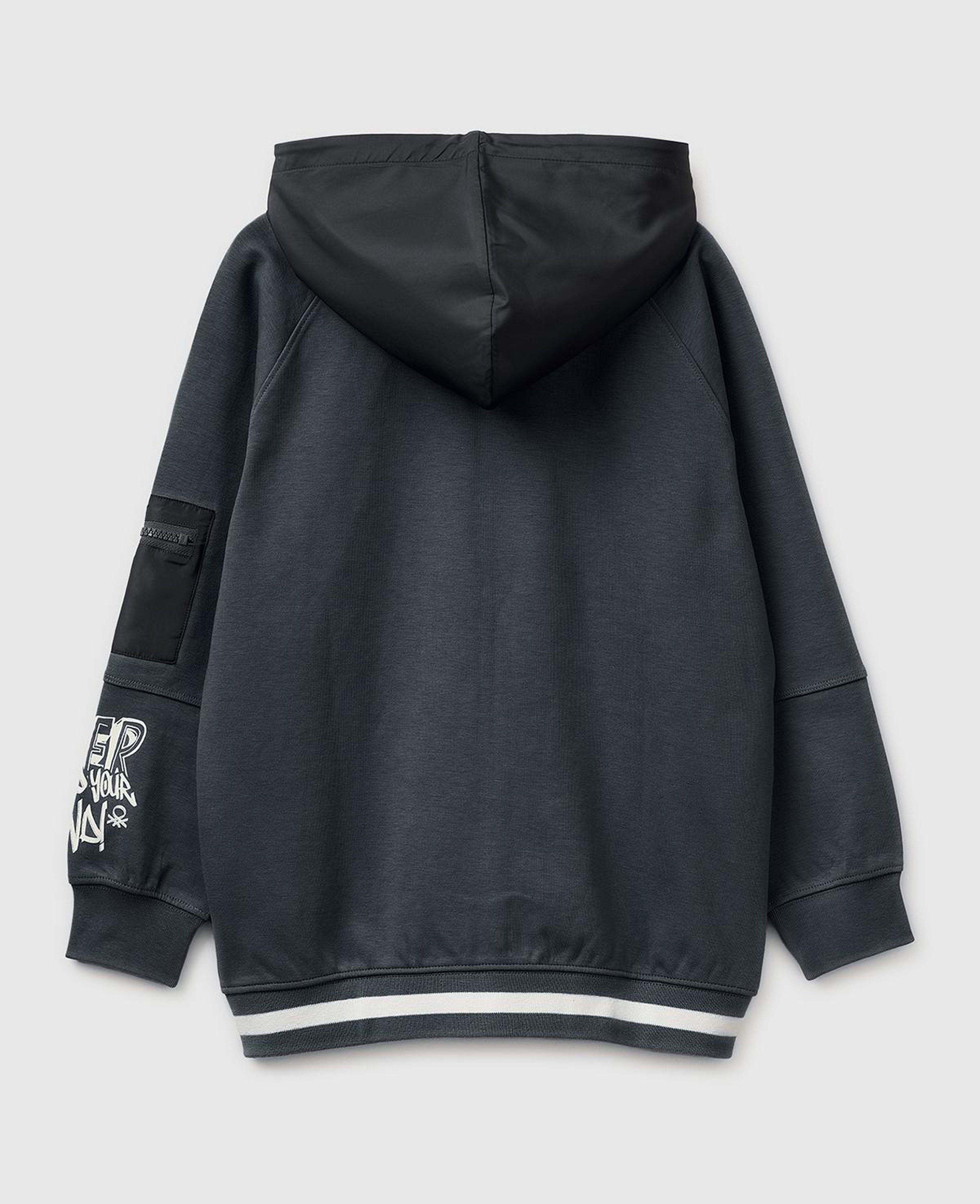 Erkek Çocuk Antrasit Cep Detaylı Fermuarlı Kapüşonlu Sweatshirt