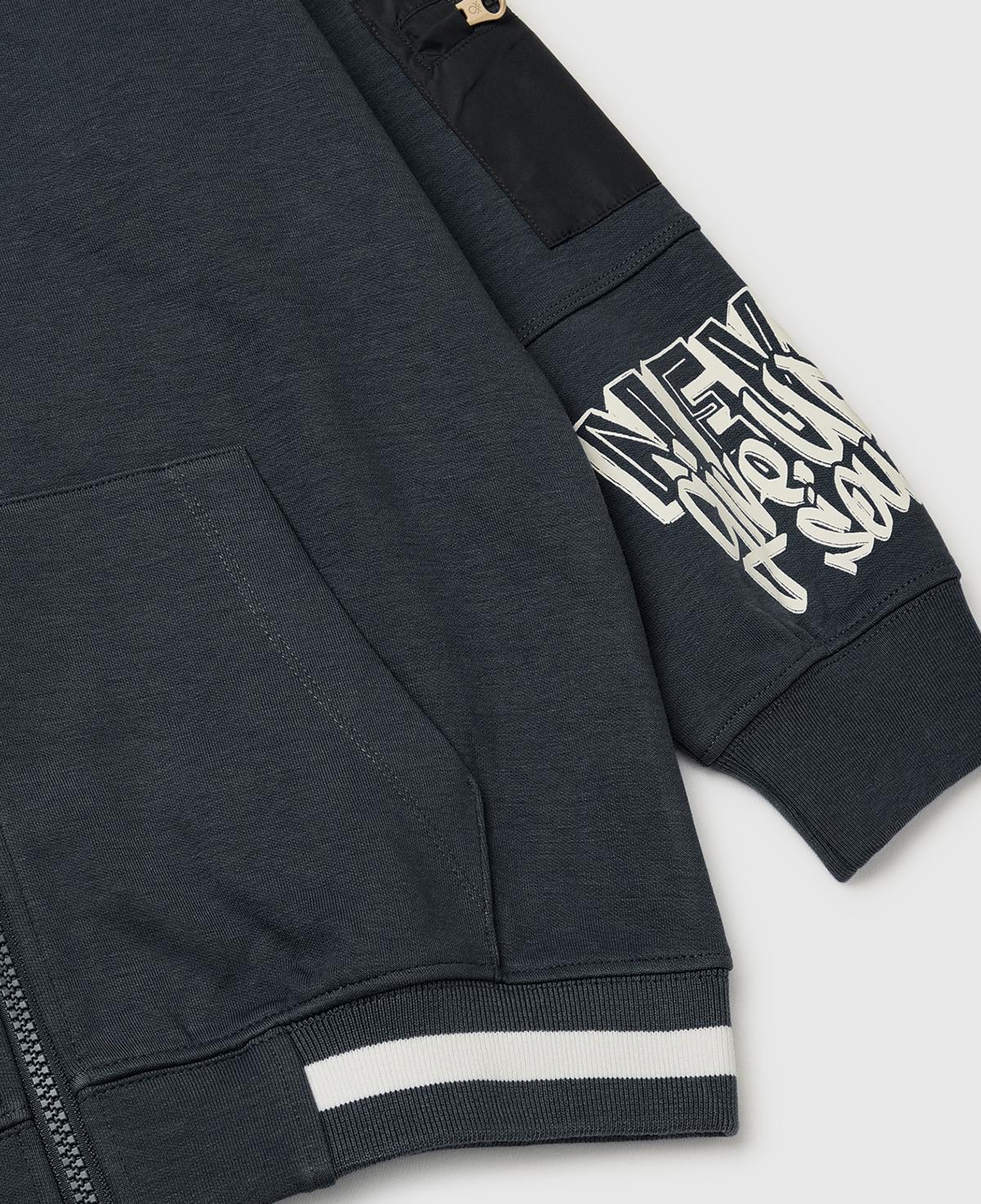 Erkek Çocuk Antrasit Cep Detaylı Fermuarlı Kapüşonlu Sweatshirt