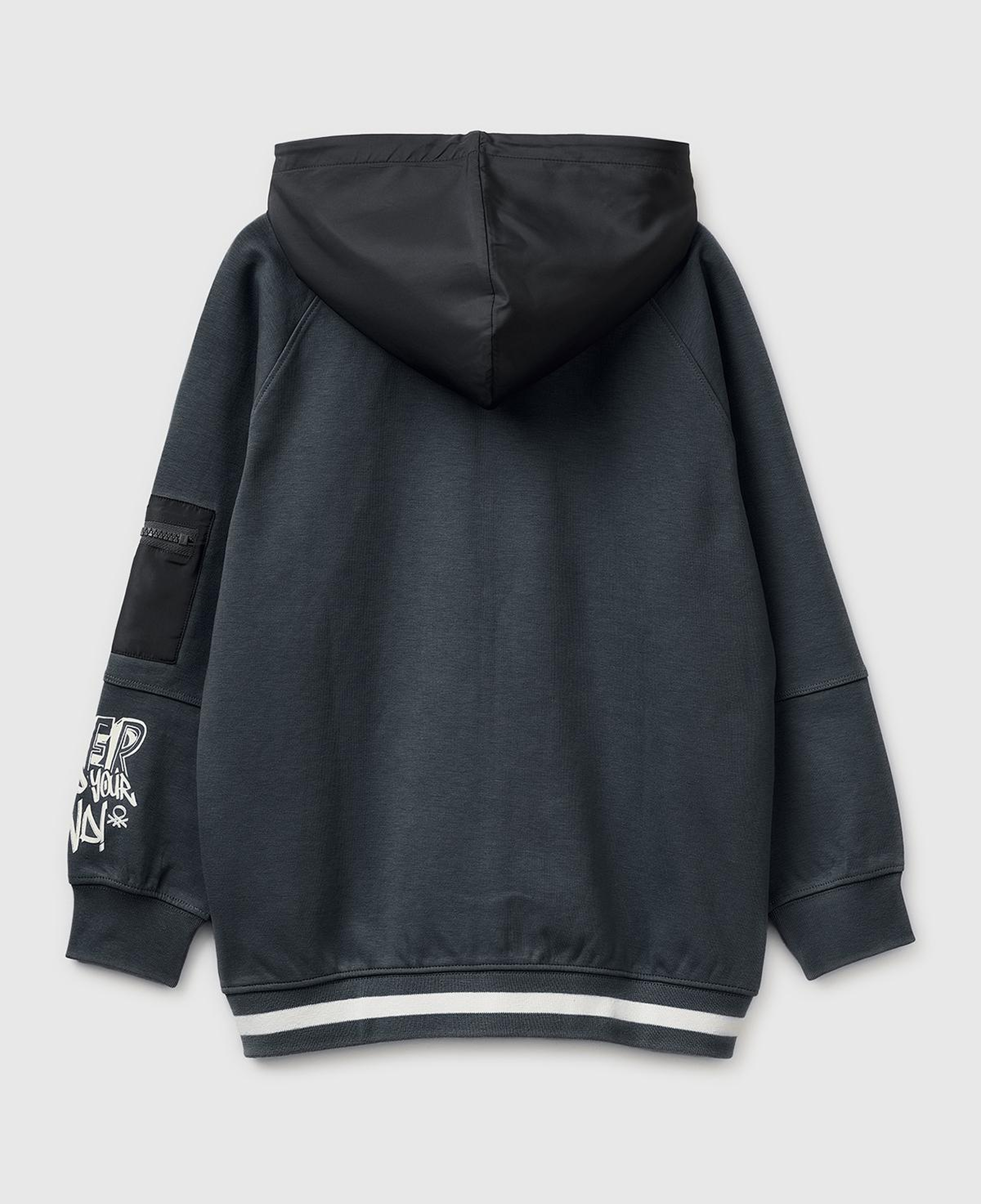 Erkek Çocuk Antrasit Cep Detaylı Fermuarlı Kapüşonlu Sweatshirt