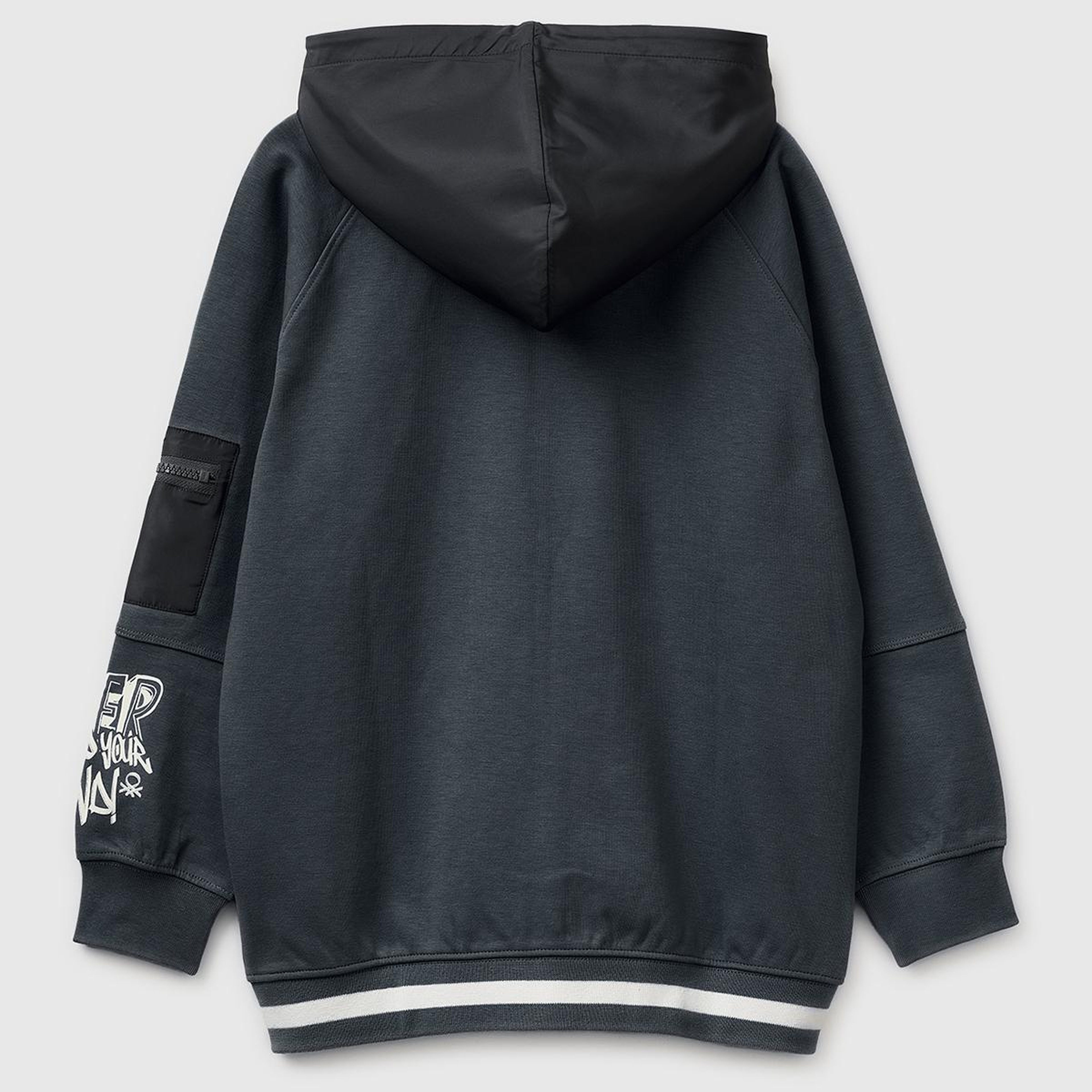 Erkek Çocuk Antrasit Cep Detaylı Fermuarlı Kapüşonlu Sweatshirt