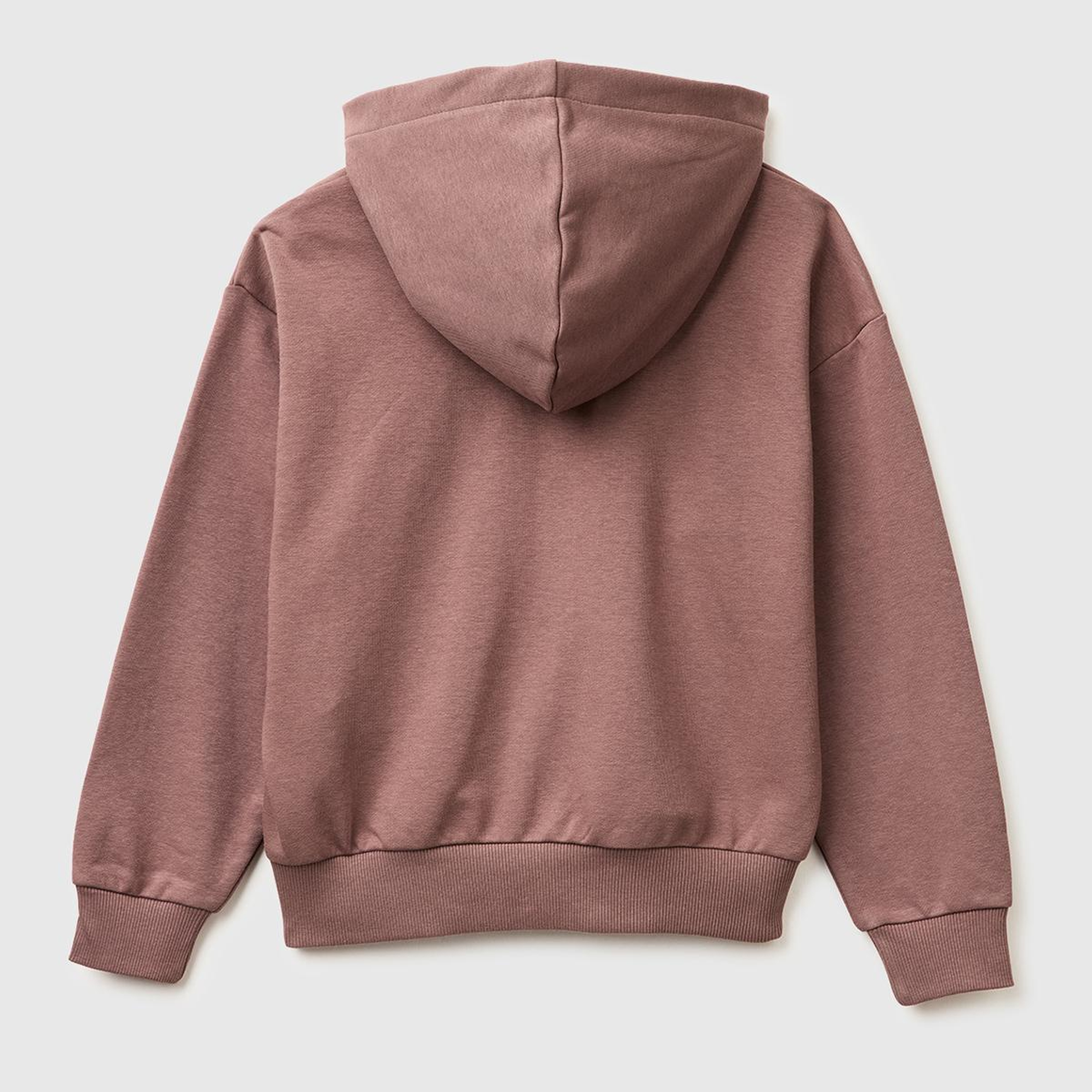 Kız Çocuk Kahverengi Taş İşlemeli Kanguru Cepli Fermuarlı Kapüşonlu Sweatshirt