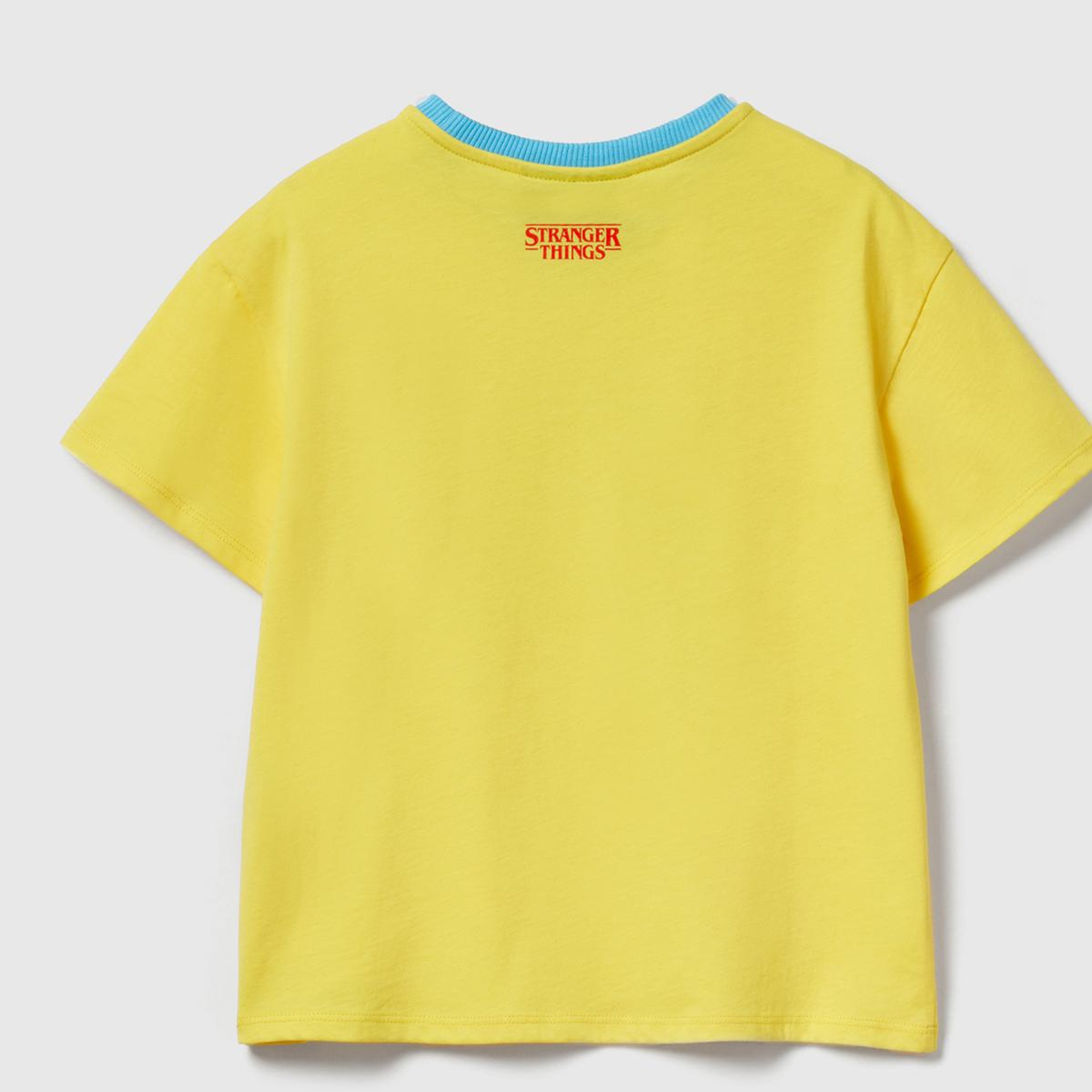 Kız Çocuk Sarı %100 Pamuk Stranger Things Ön Baskılı Kısa Kollu T-Shirt