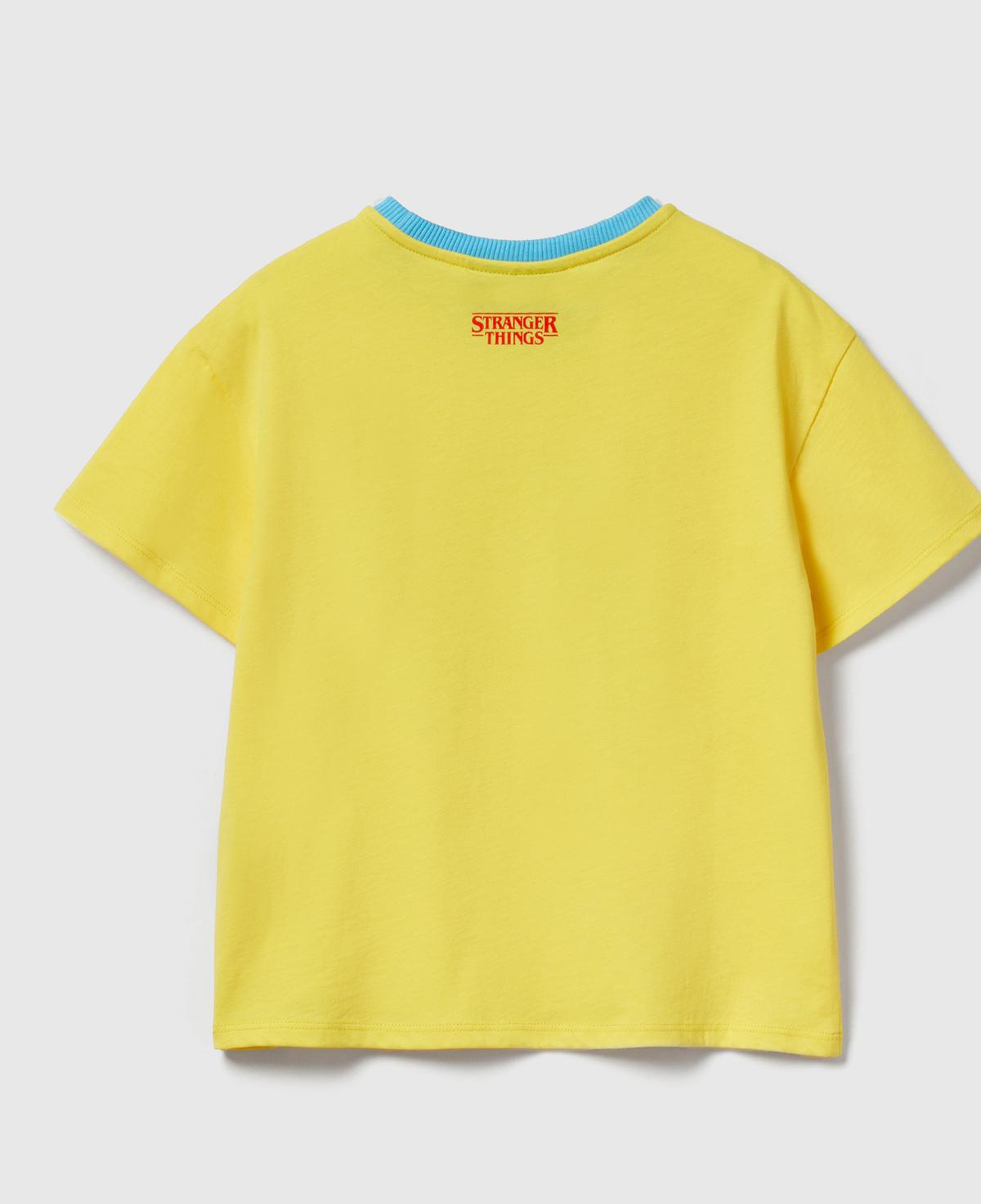 Kız Çocuk Sarı %100 Pamuk Stranger Things Ön Baskılı Kısa Kollu T-Shirt