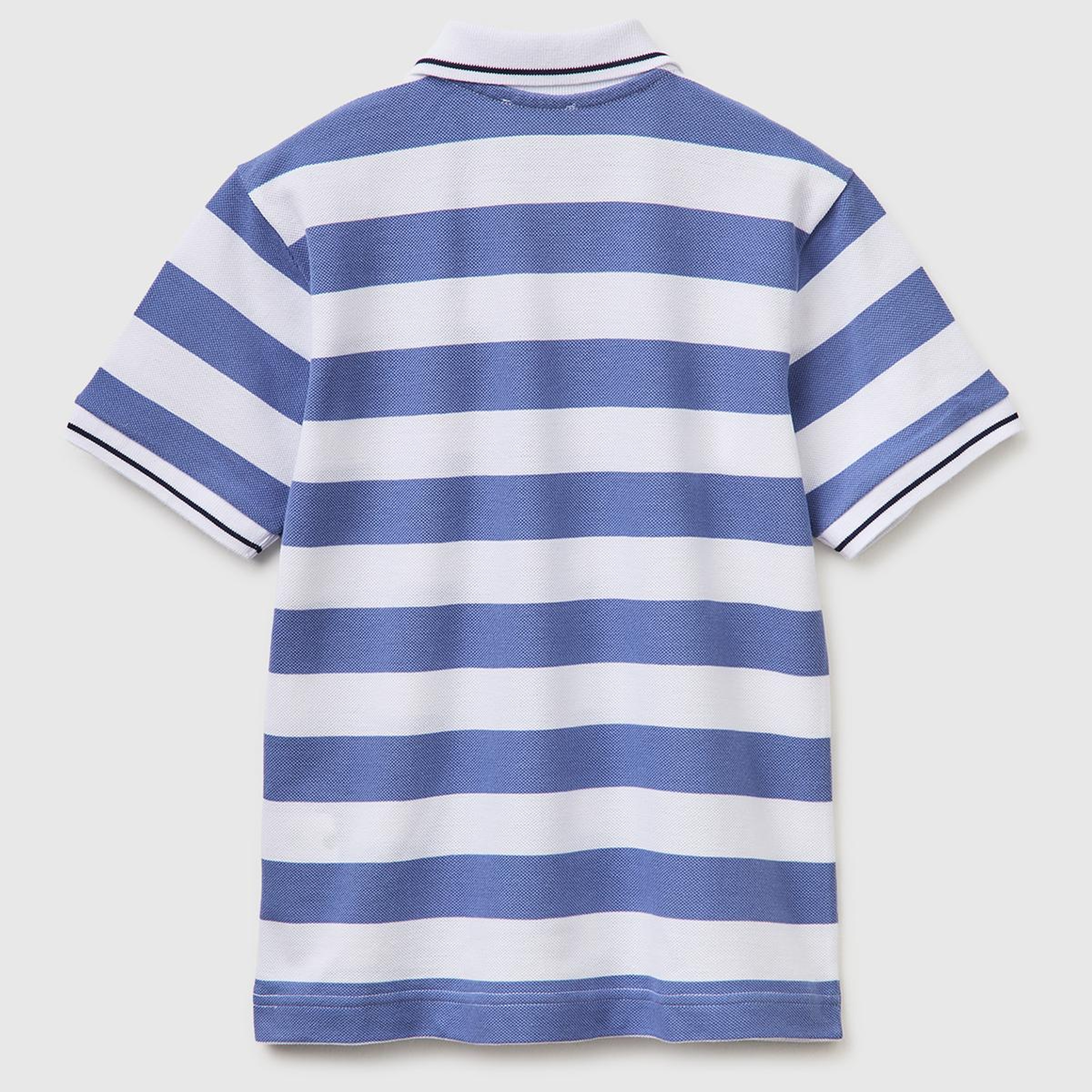 Erkek Çocuk Mavi Mix Çizgili Logo Nakışlı Polo Yaka Çocuk T-Shirt