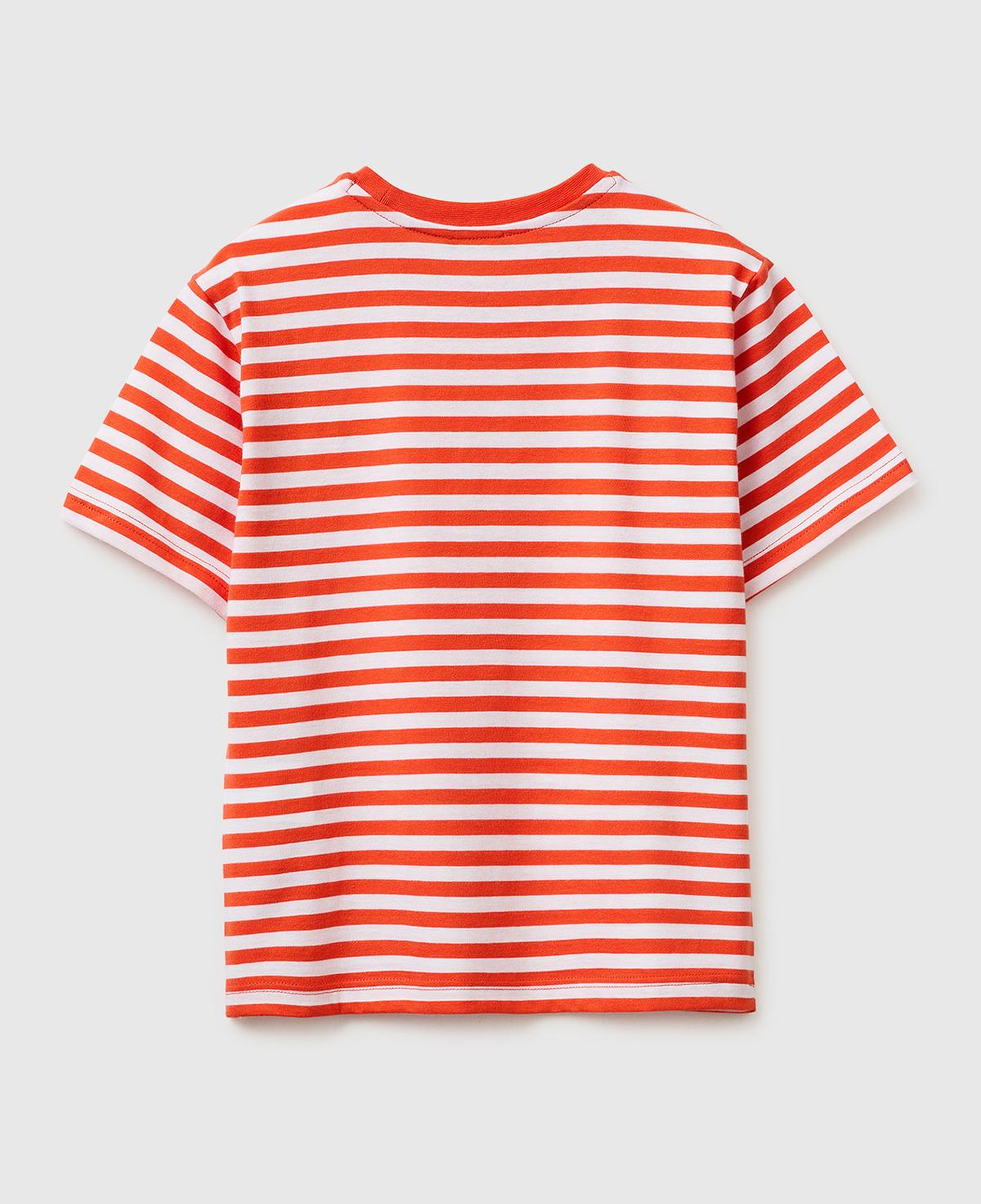 Erkek Çocuk Kırmızı Mix Çok Renkli Logo İşlemeli Çizgili T-Shirt