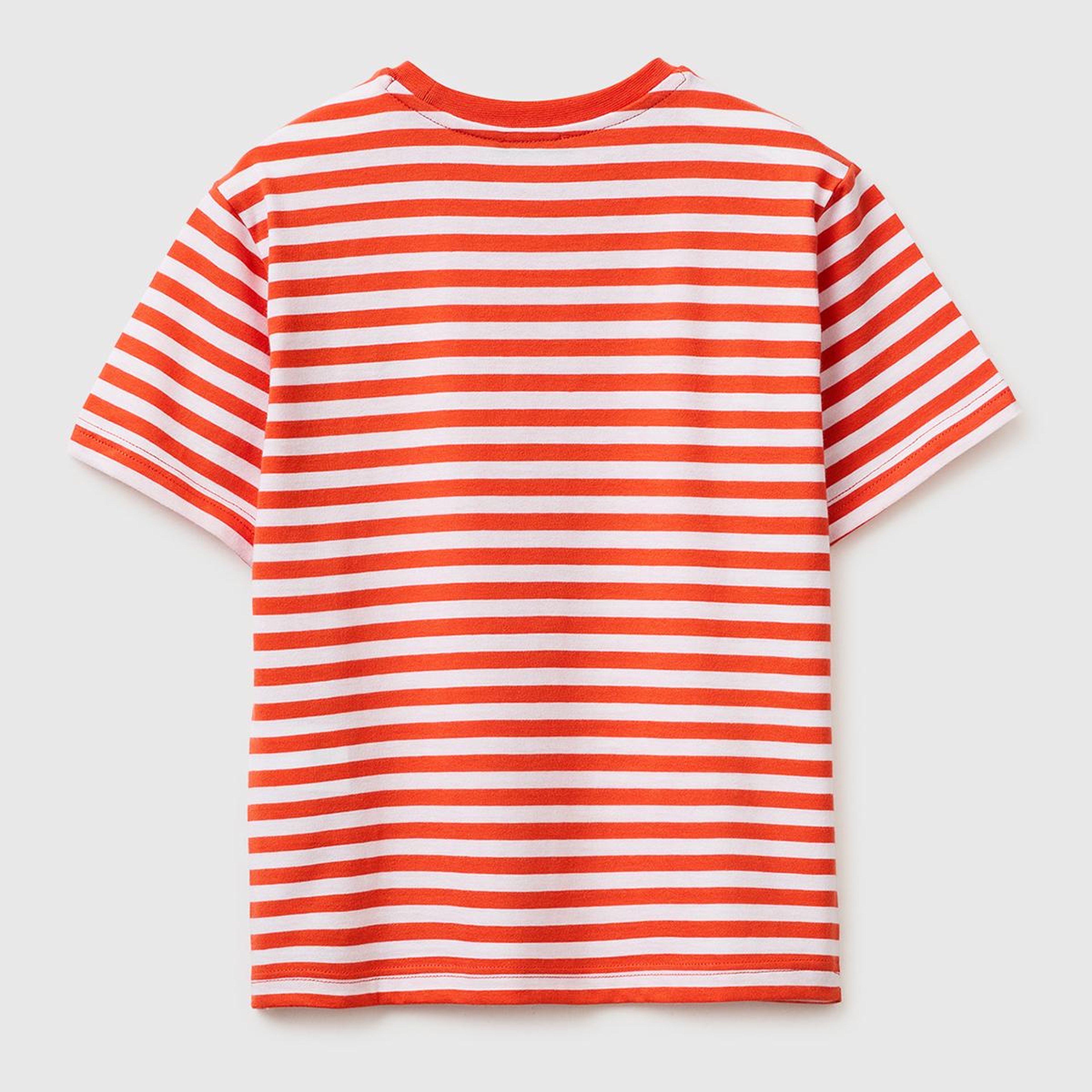 Erkek Çocuk Kırmızı Mix Çok Renkli Logo İşlemeli Çizgili T-Shirt