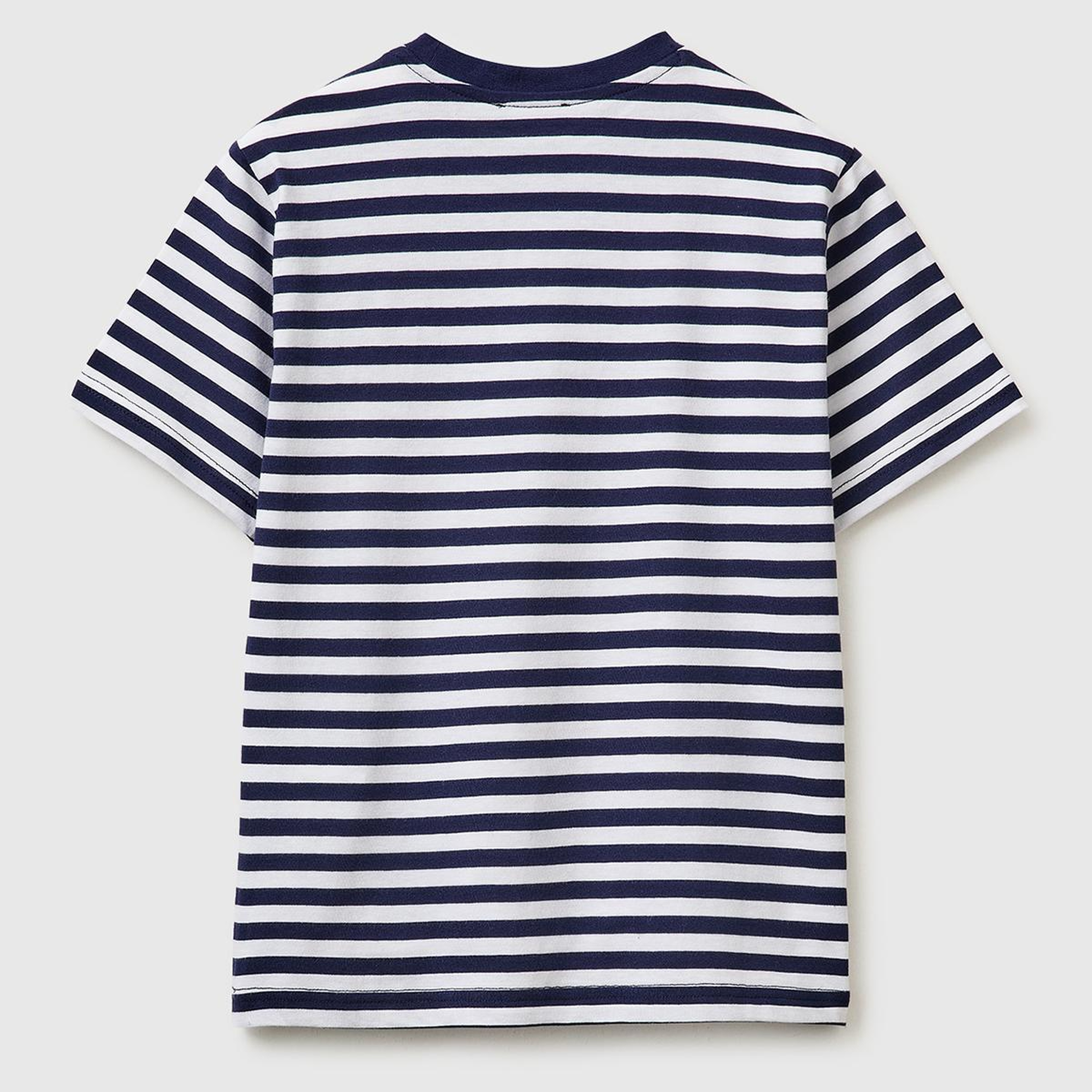 Erkek Çocuk Koyu Mavi Mix Çok Renkli Logo İşlemeli Çizgili T-Shirt