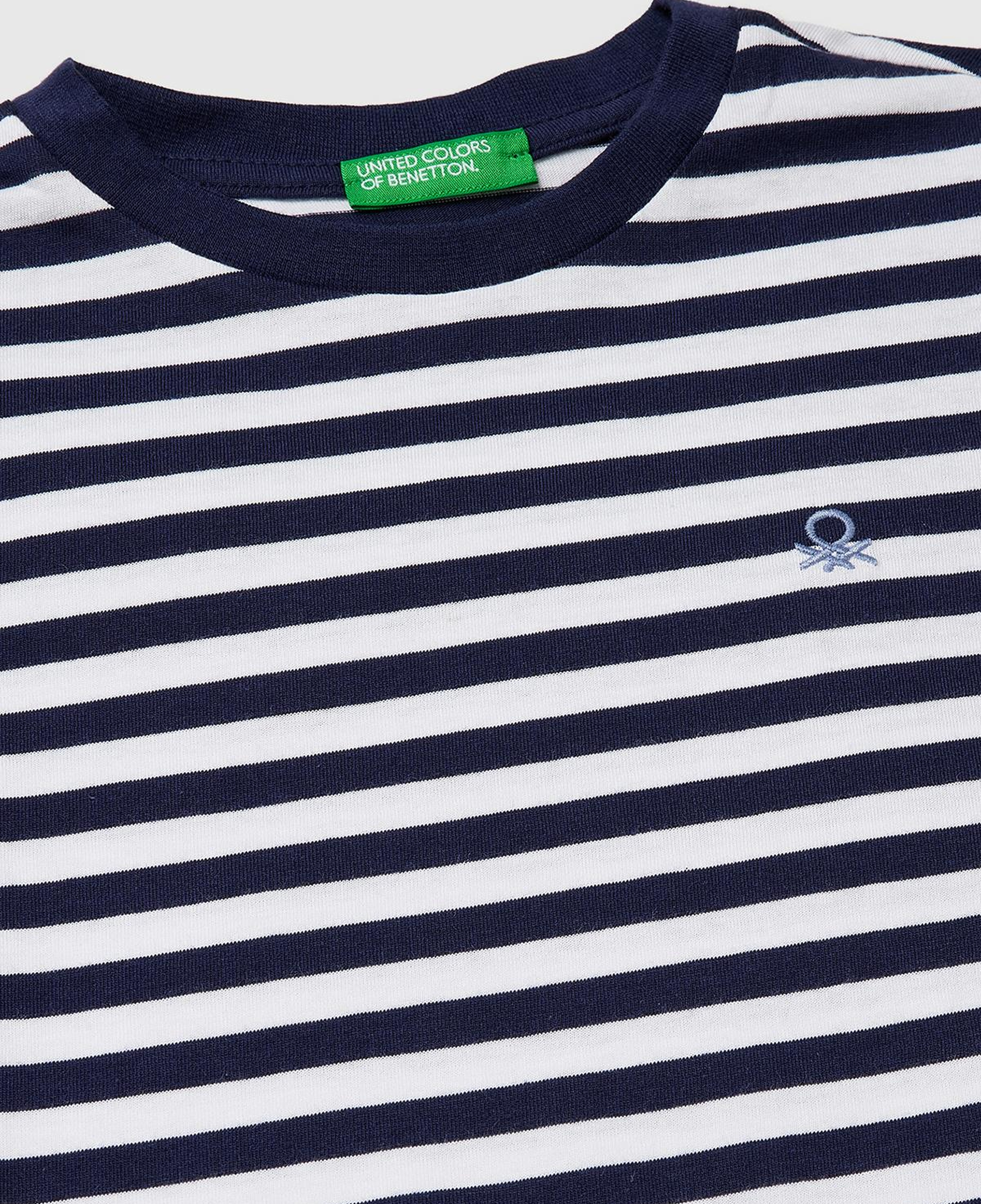 Erkek Çocuk Koyu Mavi Mix Çok Renkli Logo İşlemeli Çizgili T-Shirt