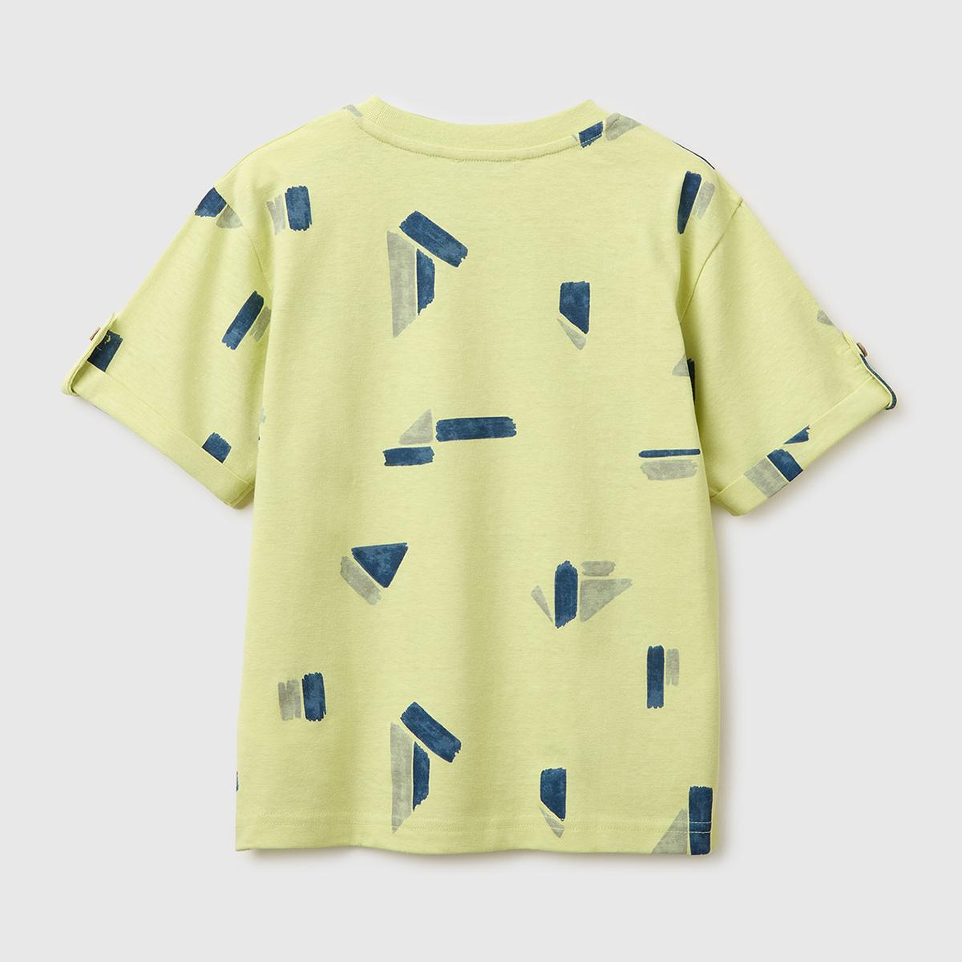 Erkek Çocuk Sarı Logo İşlemeli Düğmeli Cep Detaylı Tamamı Desenli T-Shirt
