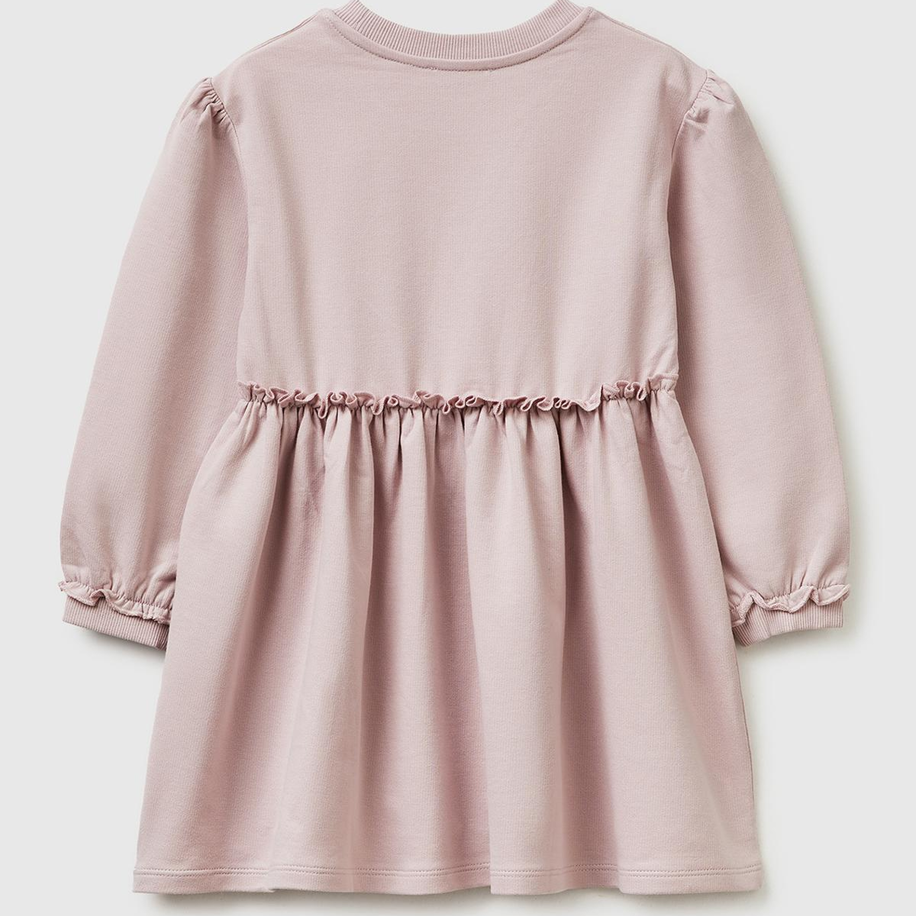 Kız Çocuk Gül Kurusu Kurdele Detaylı Bisiklet Yaka Sweatshirt Elbise