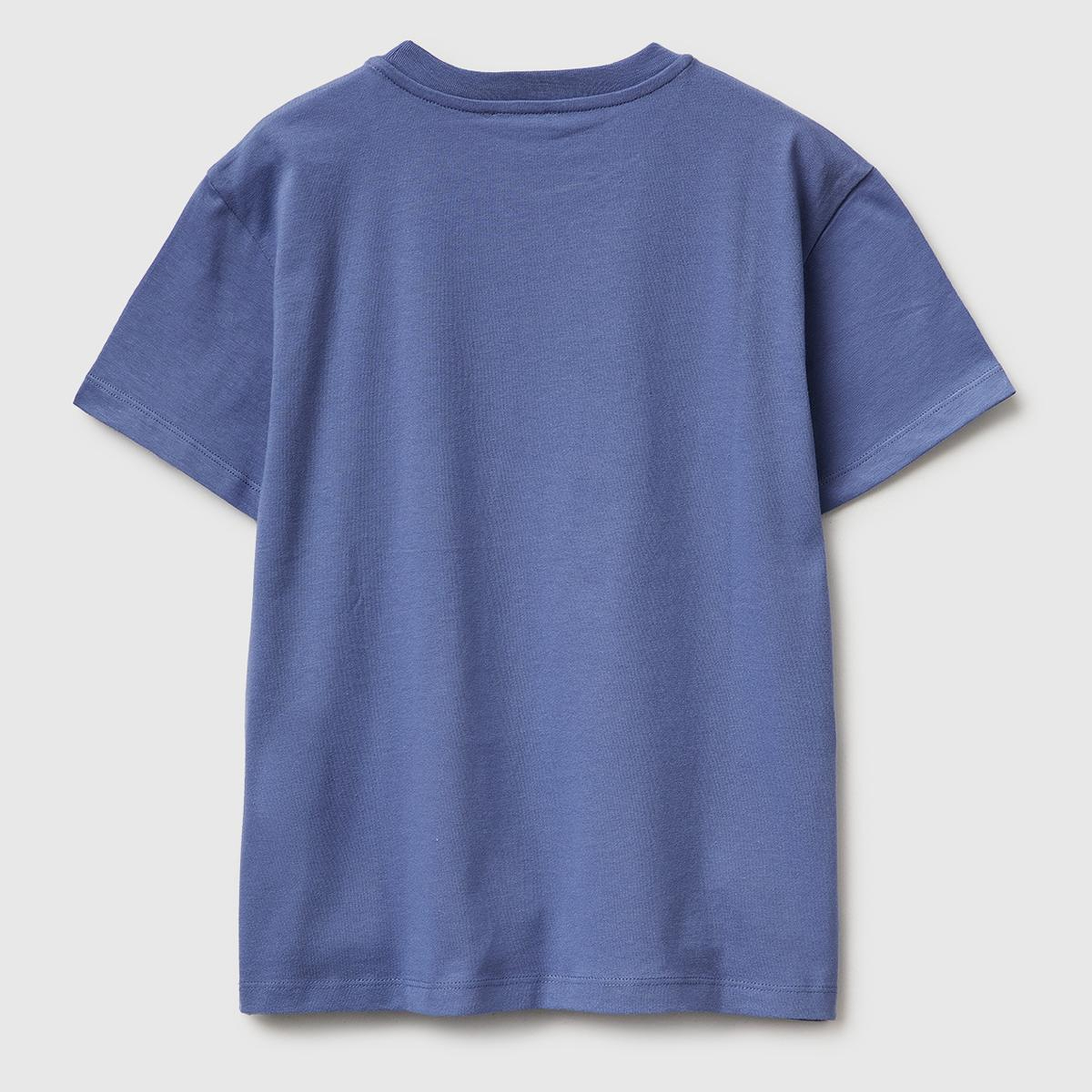 Erkek Çocuk Havacı Mavi Önü Logo Baskılı Bisiklet Yaka T-Shirt