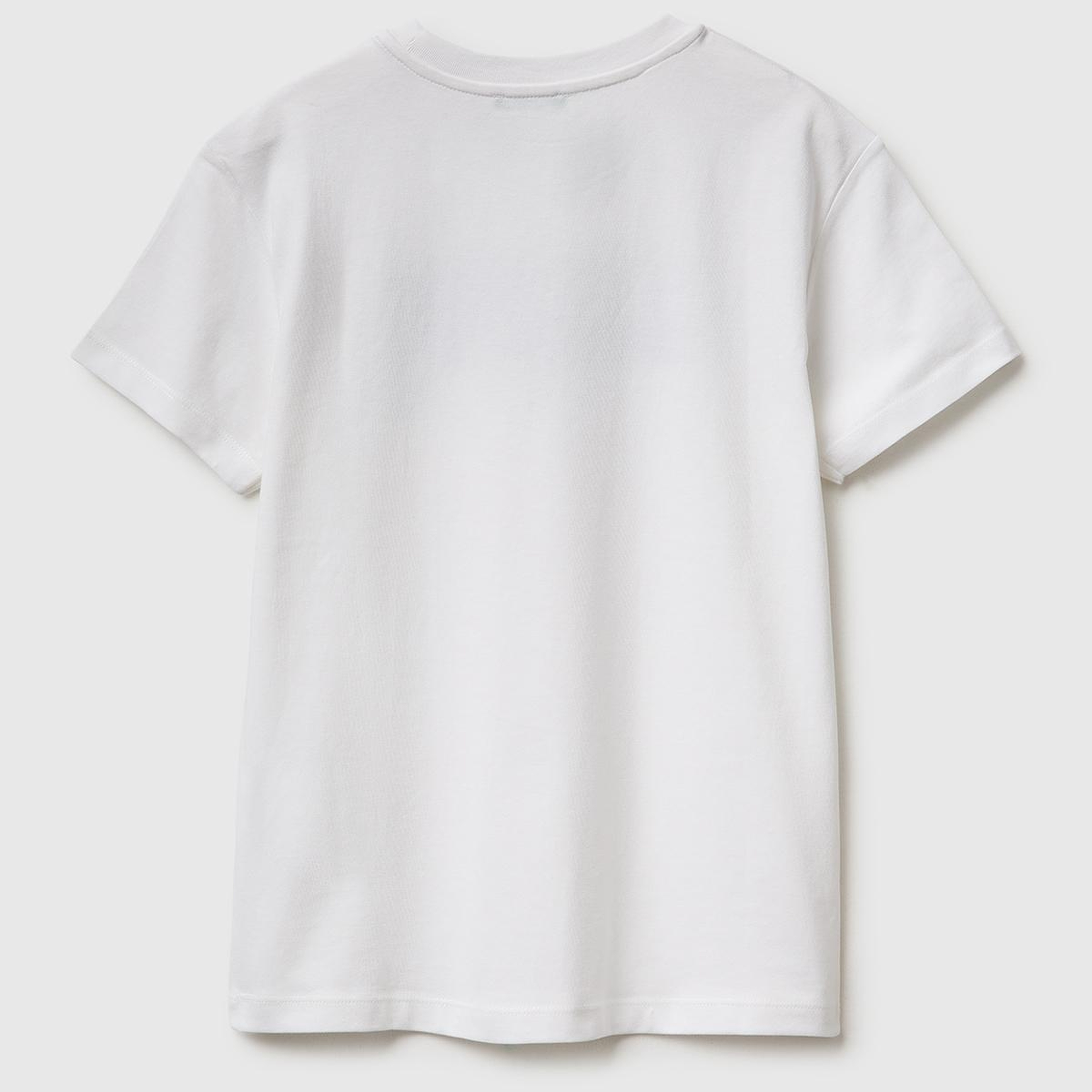 Erkek Çocuk Beyaz Önü Logo Baskılı Bisiklet Yaka T-Shirt