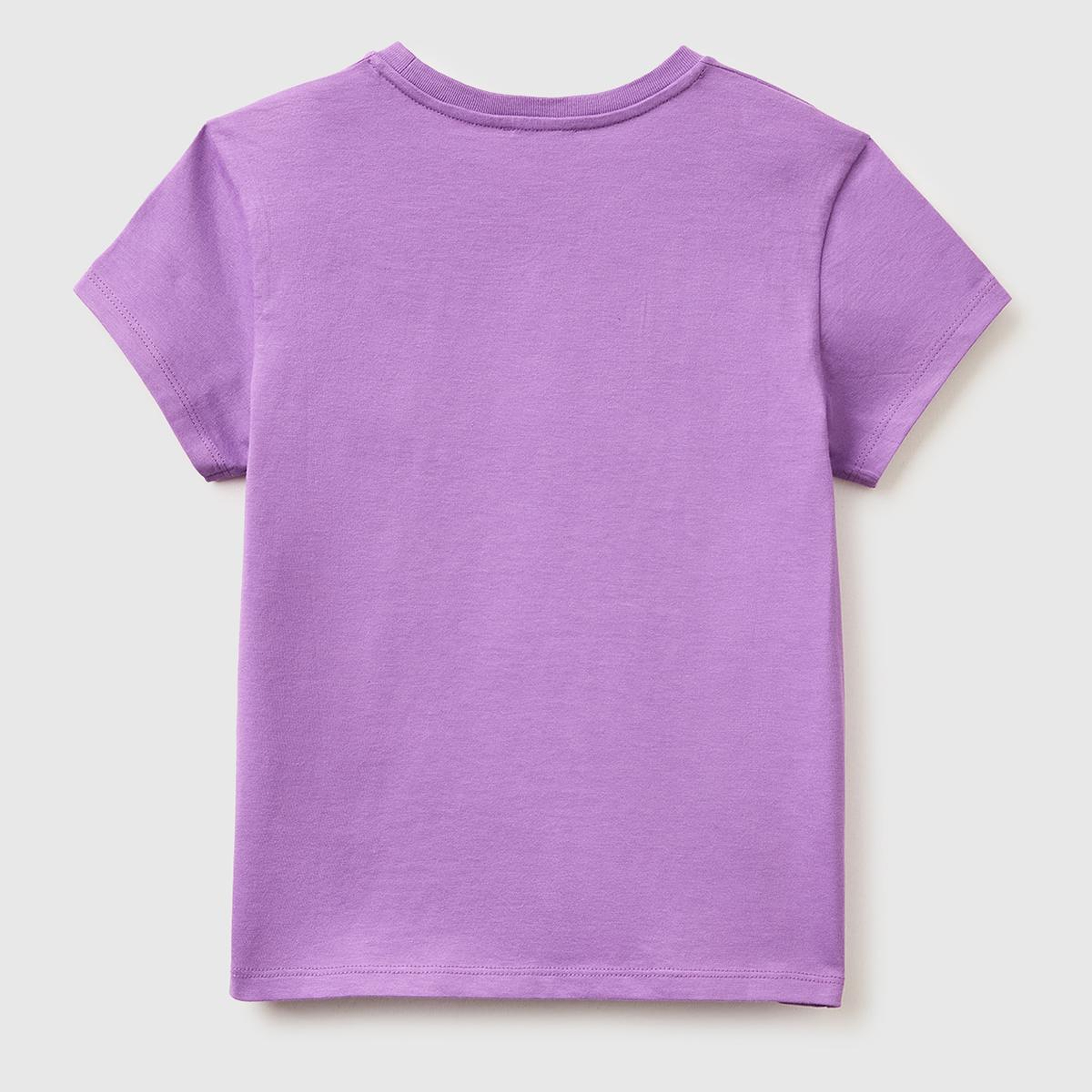Kız Çocuk Mor Simli Logolu Bisiklet Yaka T-Shirt