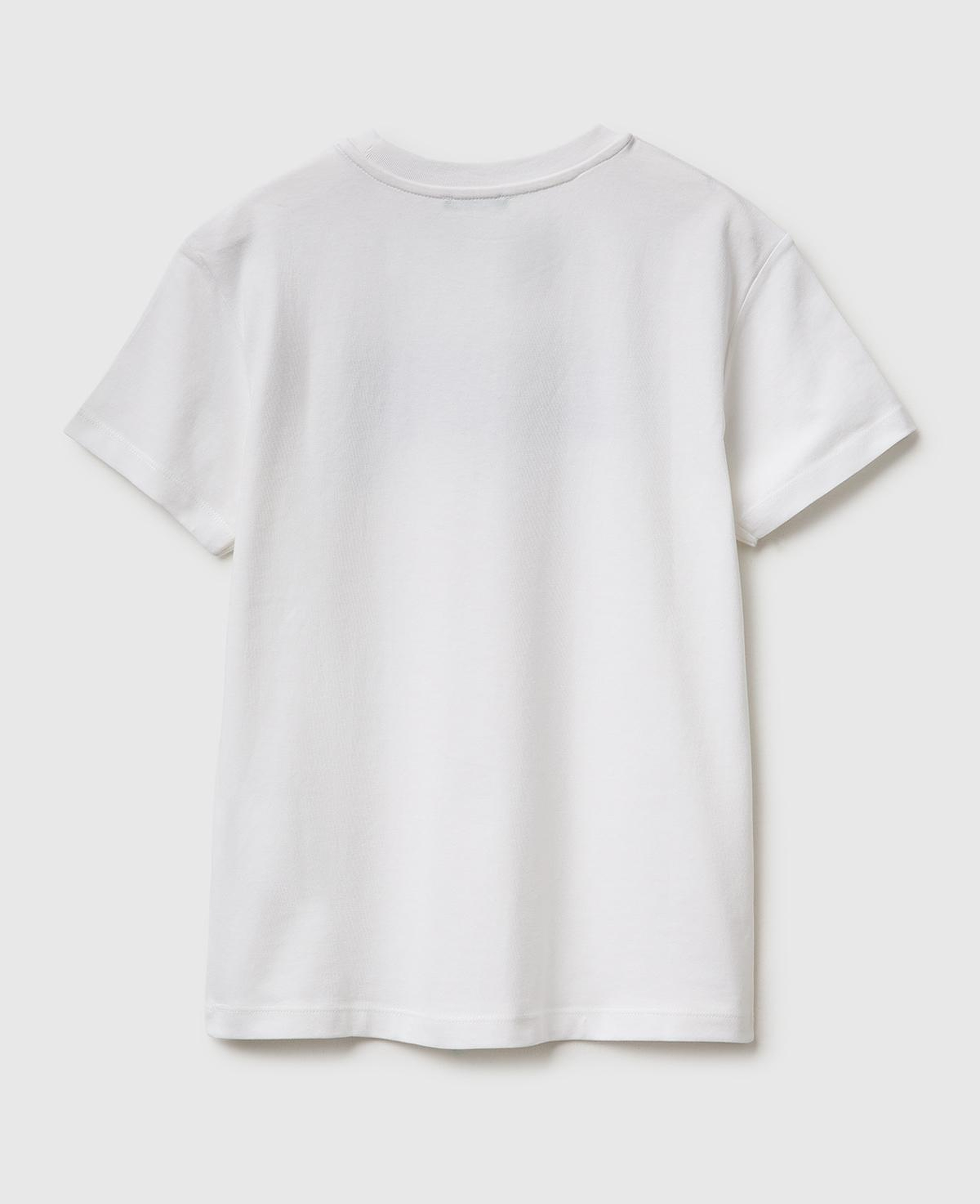Erkek Çocuk Beyaz Önü Logo Baskılı Bisiklet Yaka T-Shirt