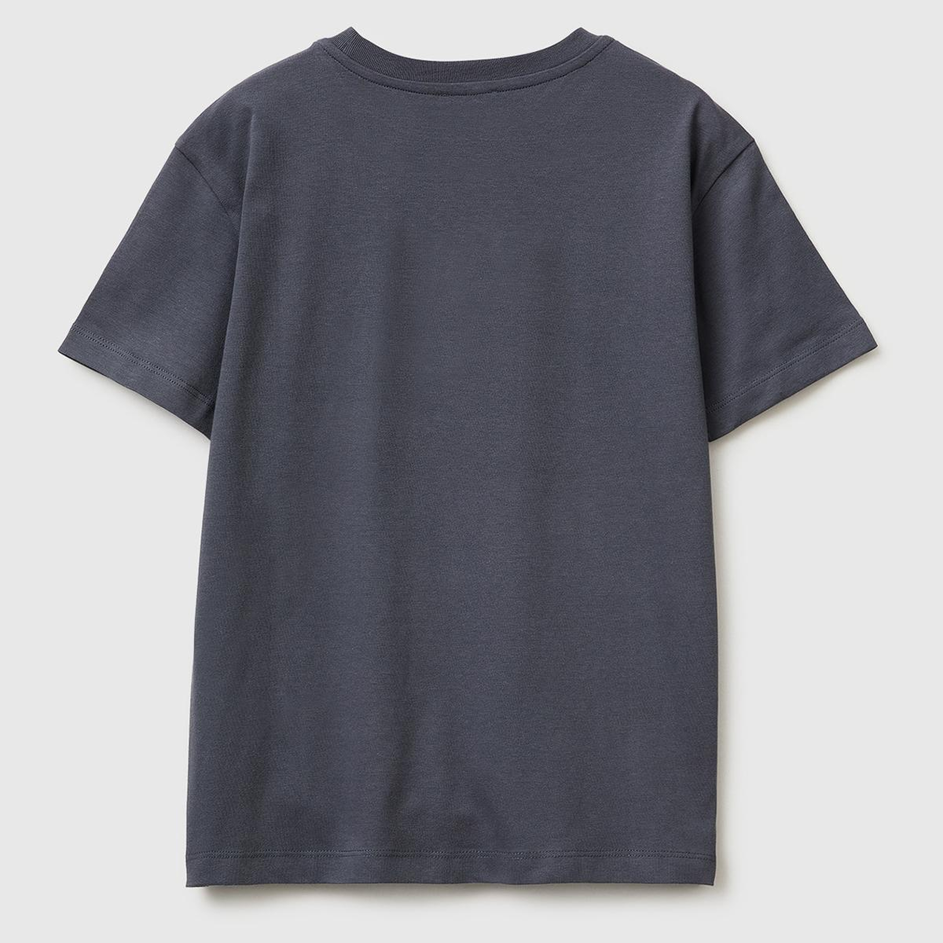 Erkek Çocuk Antrasit Önü Logo Baskılı Bisiklet Yaka T-Shirt