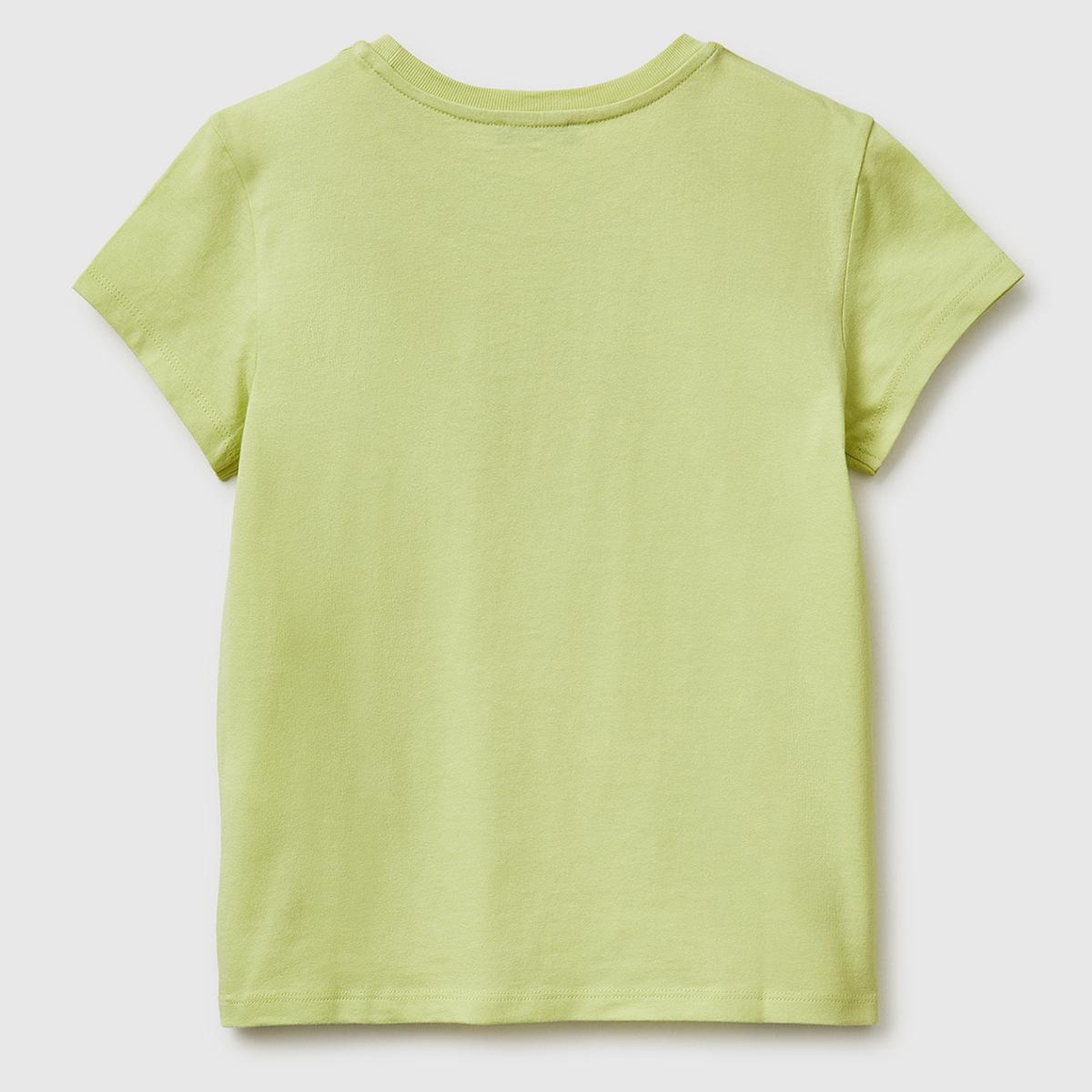 Kız Çocuk Sarı Simli Logolu Bisiklet Yaka T-Shirt