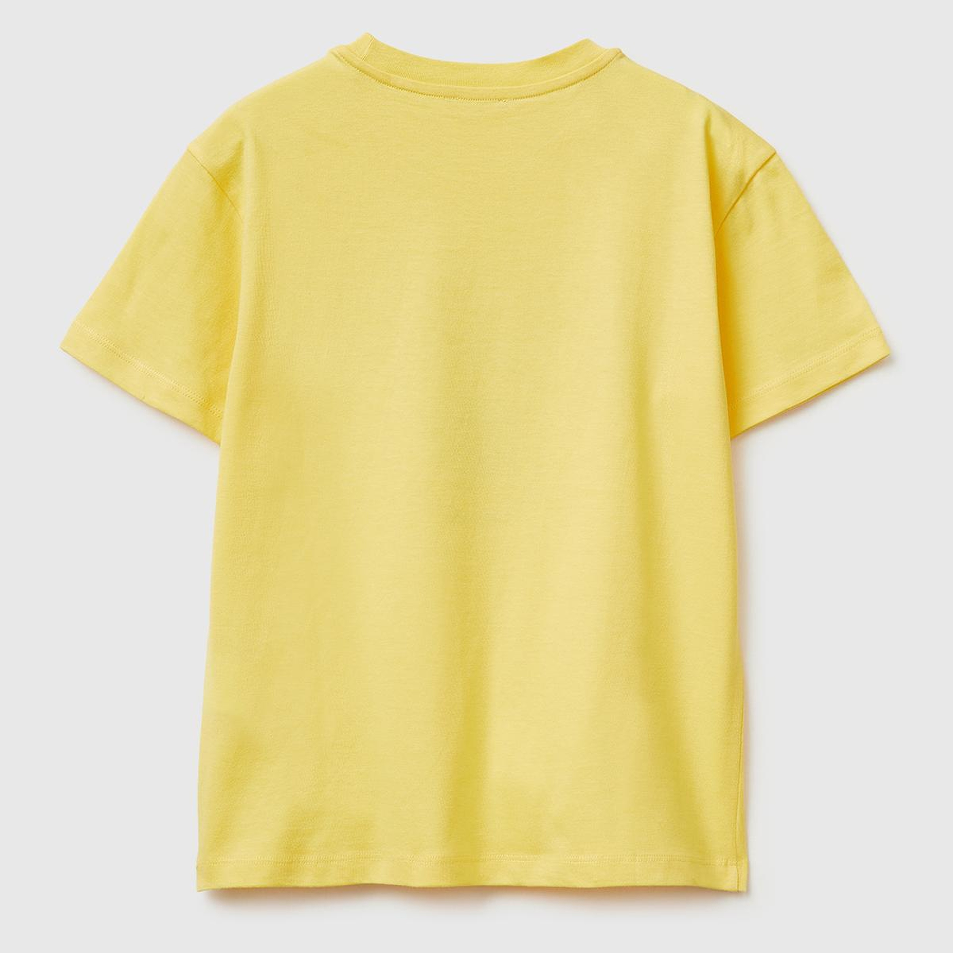Erkek Çocuk Sarı Önü Logo Baskılı Bisiklet Yaka T-Shirt