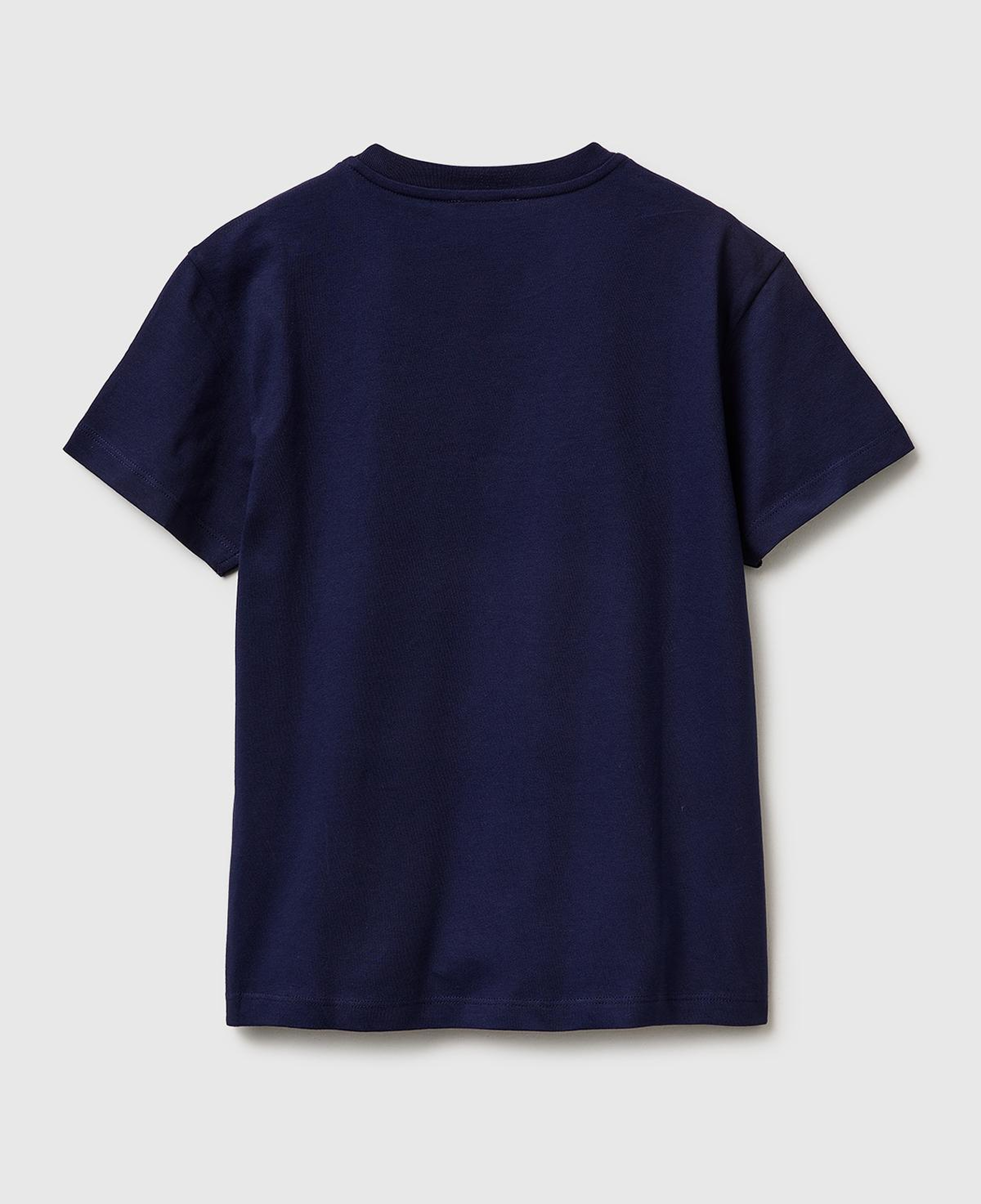 Erkek Çocuk Lacivert Önü Logo Baskılı Bisiklet Yaka T-Shirt