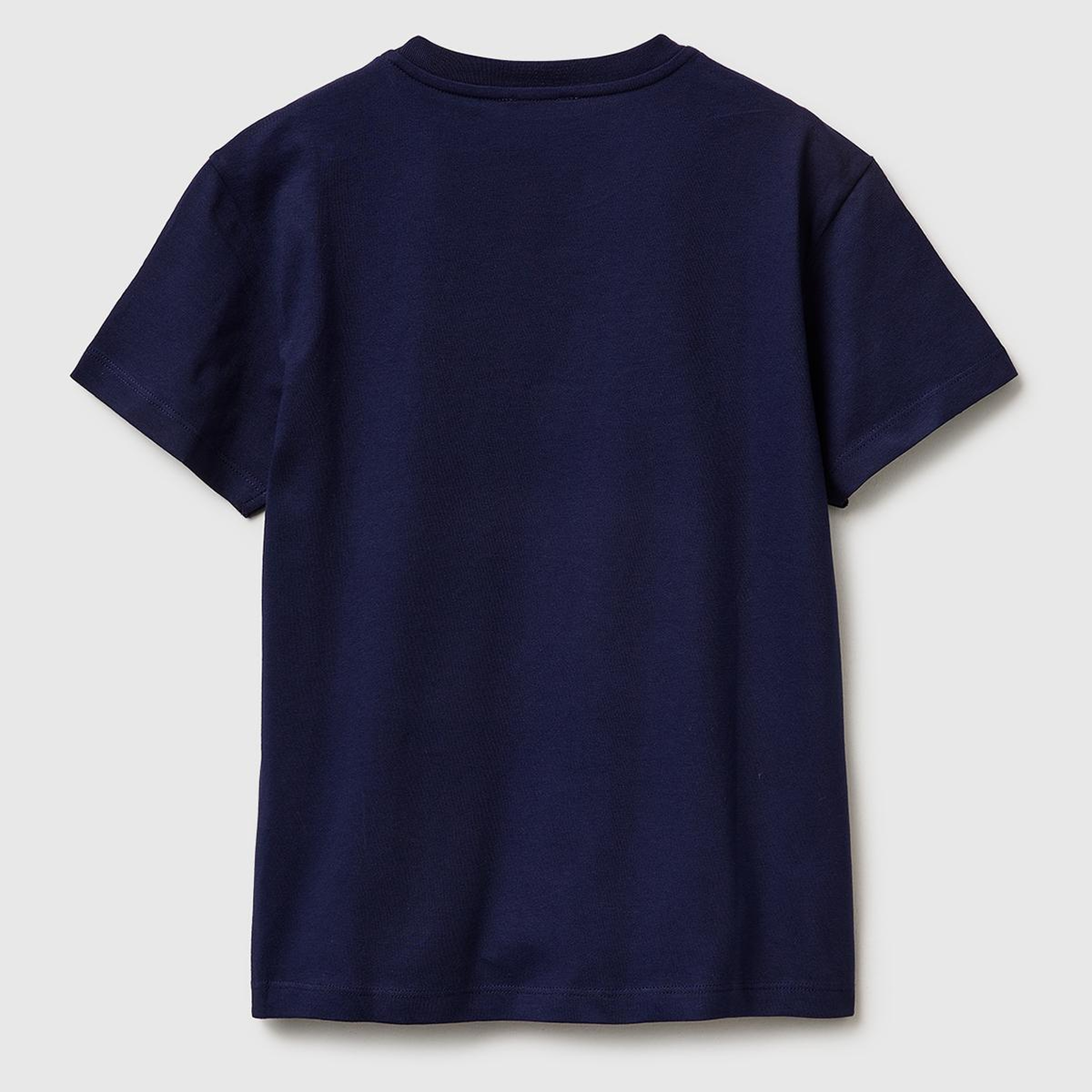 Erkek Çocuk Lacivert Önü Logo Baskılı Bisiklet Yaka T-Shirt