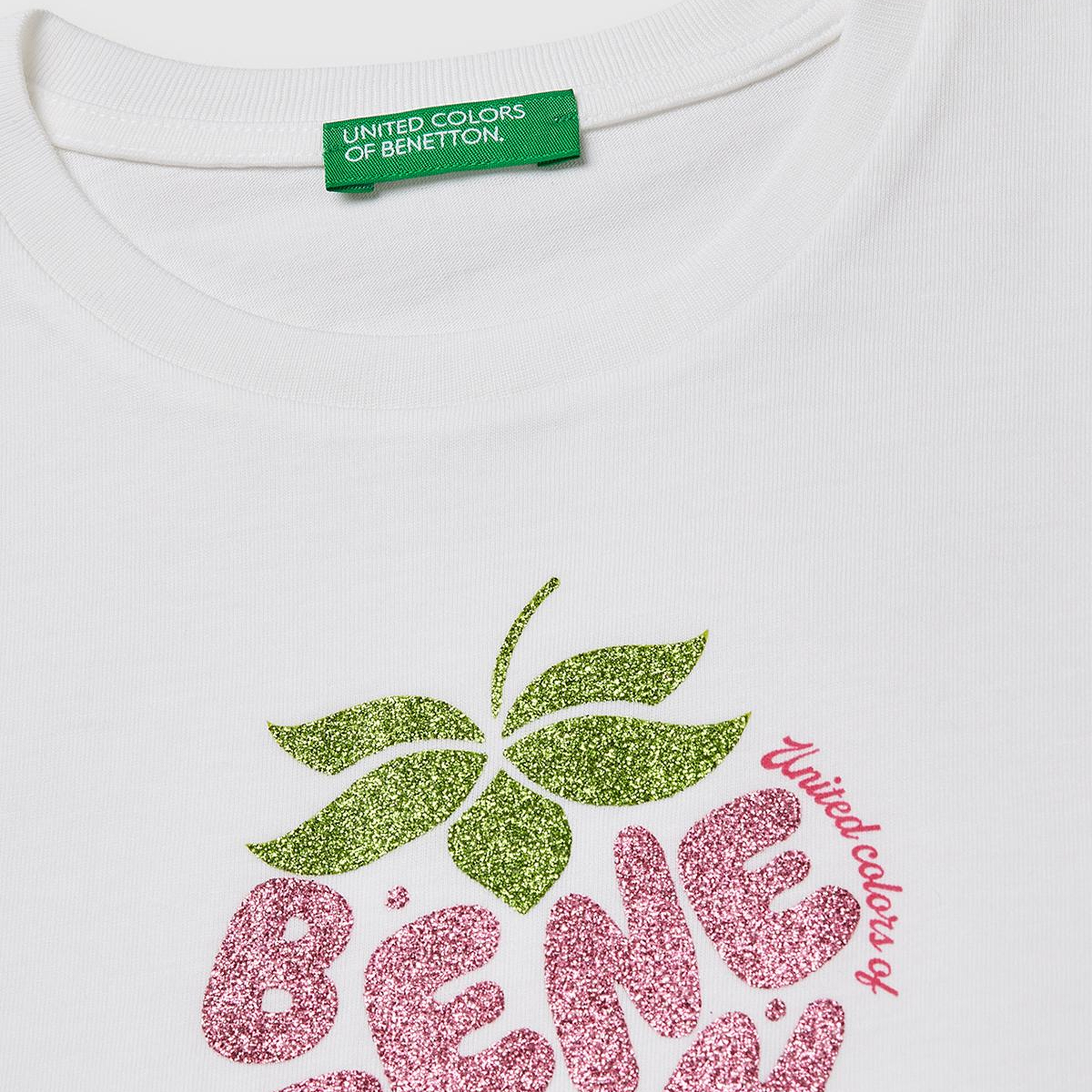 Kız Çocuk Beyaz Simli Logolu Bisiklet Yaka T-Shirt