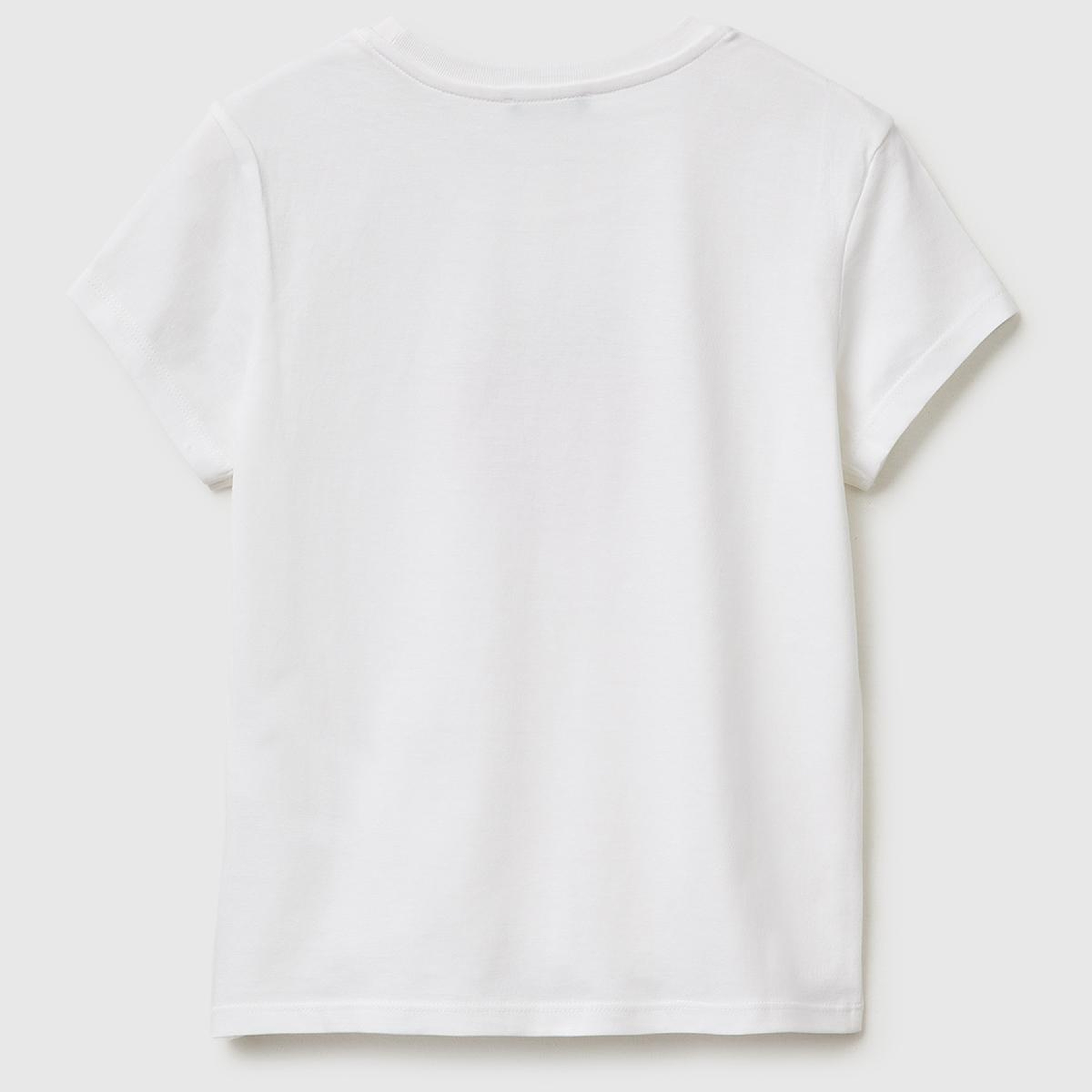 Kız Çocuk Beyaz Simli Logolu Bisiklet Yaka T-Shirt