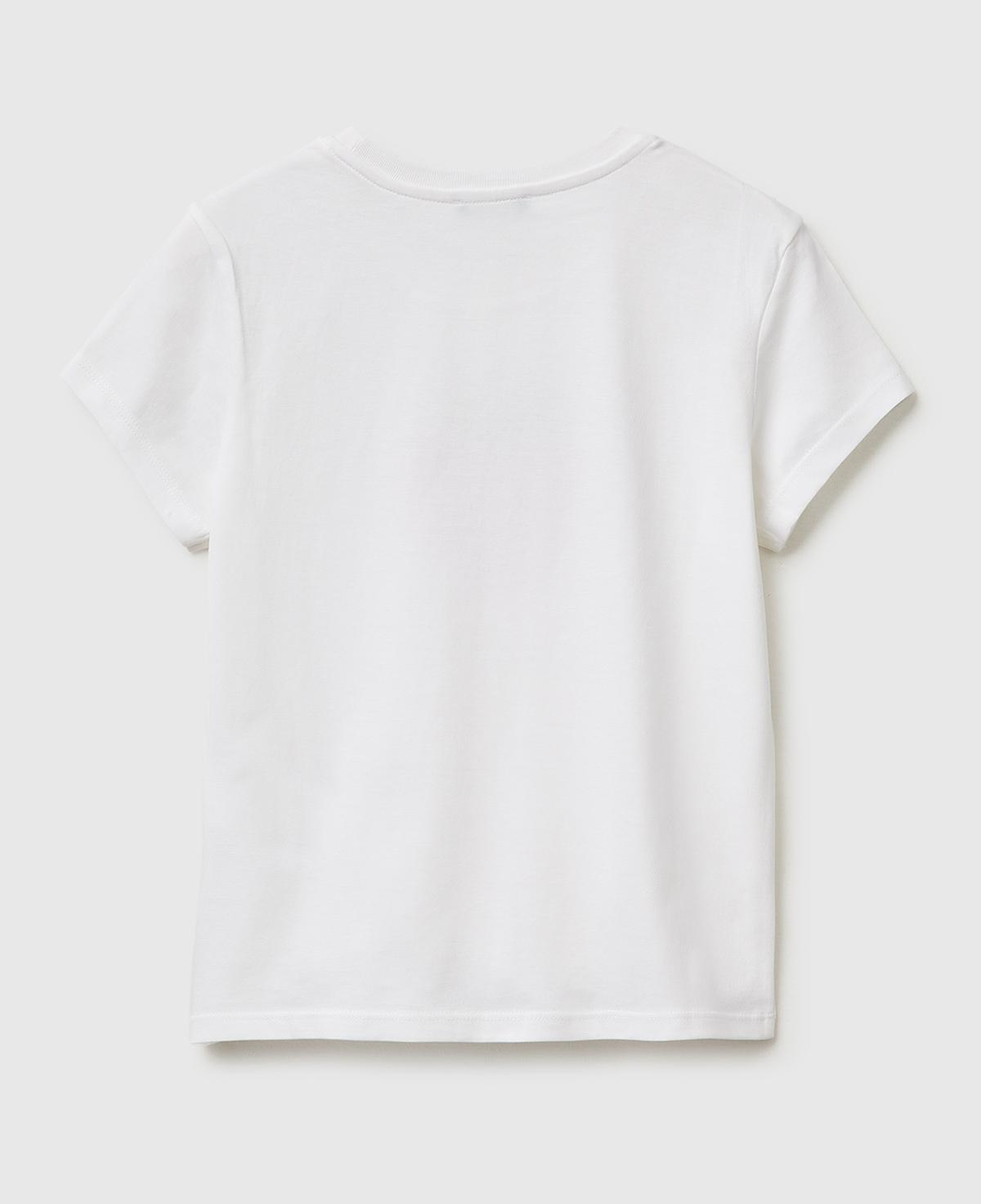 Kız Çocuk Beyaz Simli Logolu Bisiklet Yaka T-Shirt