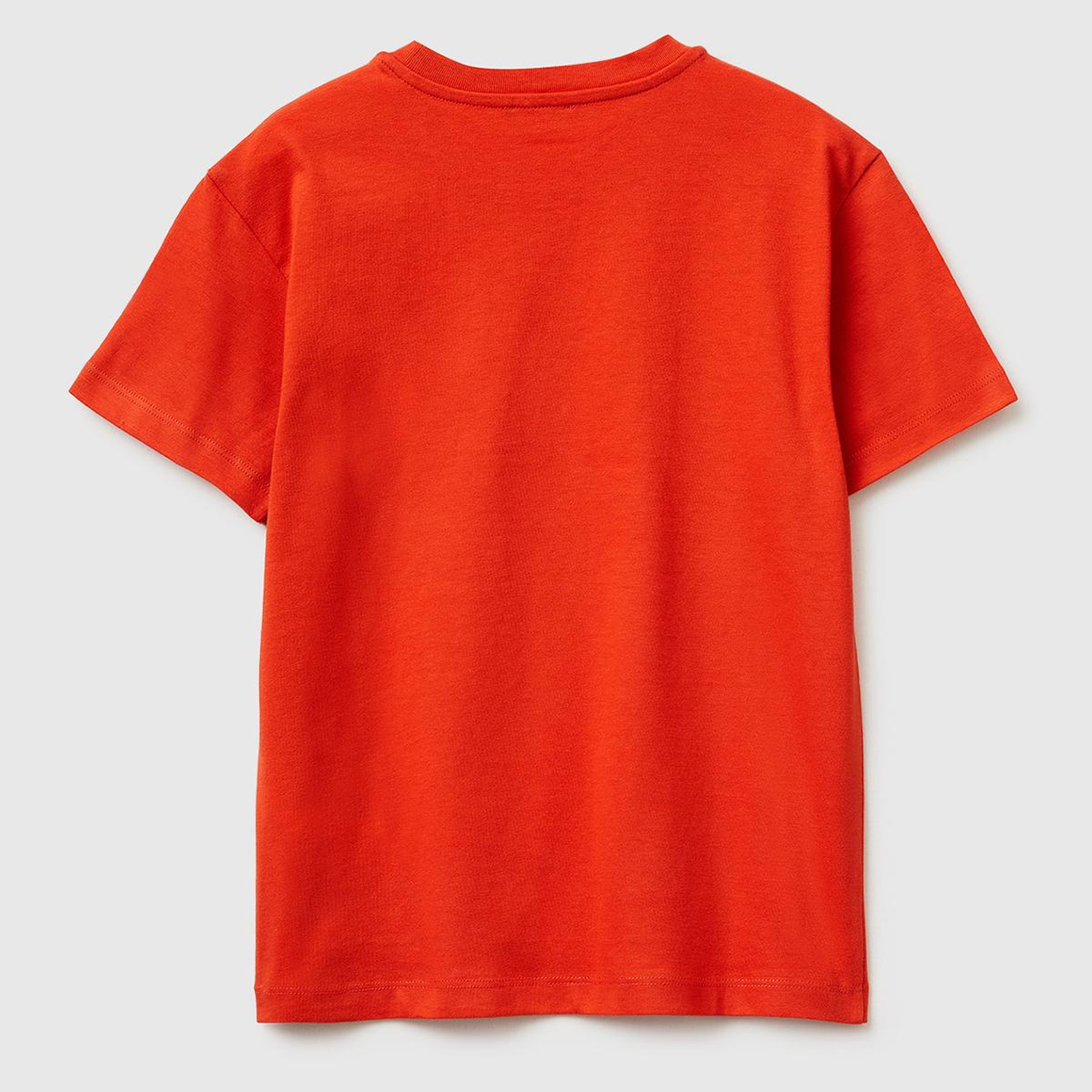Erkek Çocuk Kırmızı Önü Logo Baskılı Bisiklet Yaka T-Shirt