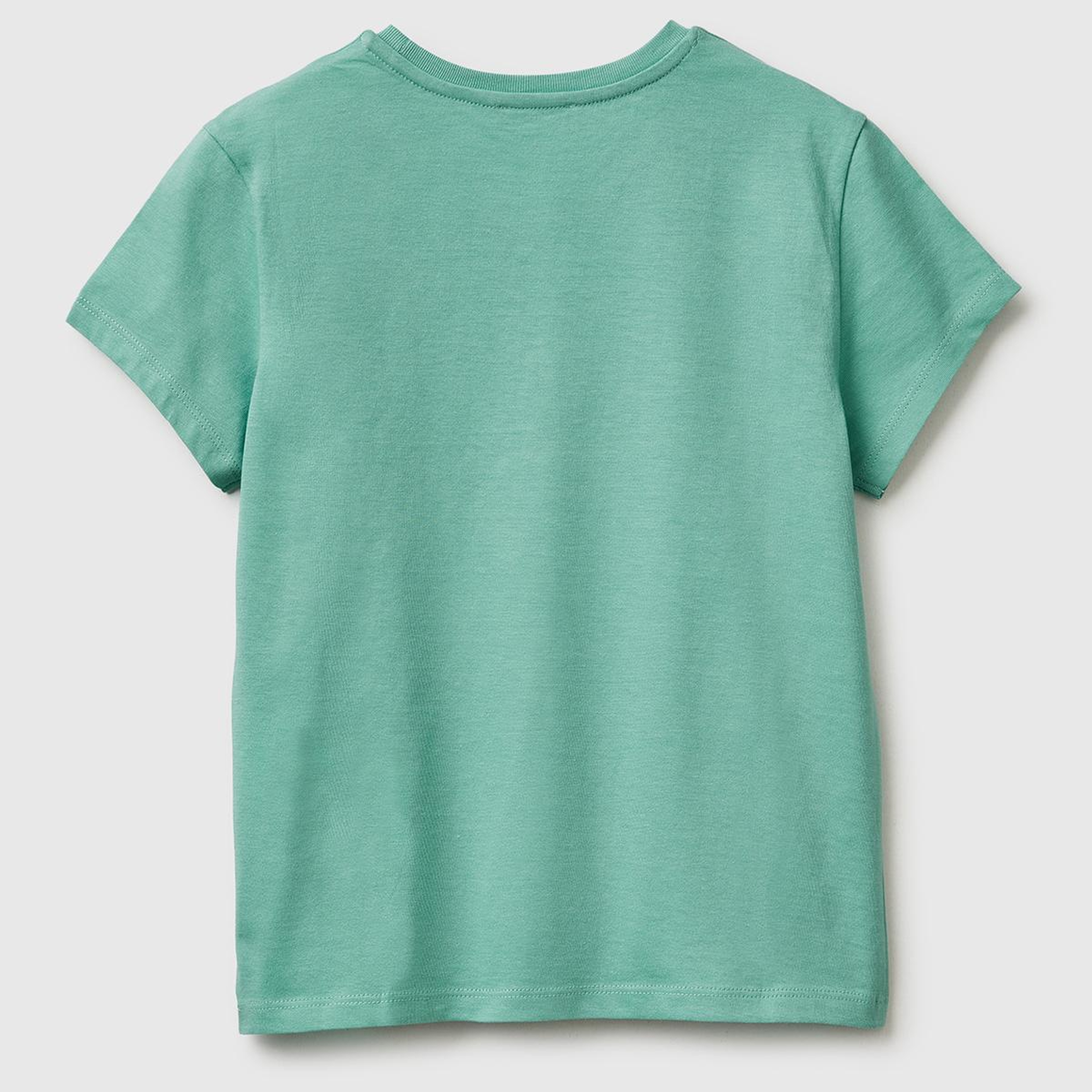 Kız Çocuk Mint Simli Logolu Bisiklet Yaka T-Shirt