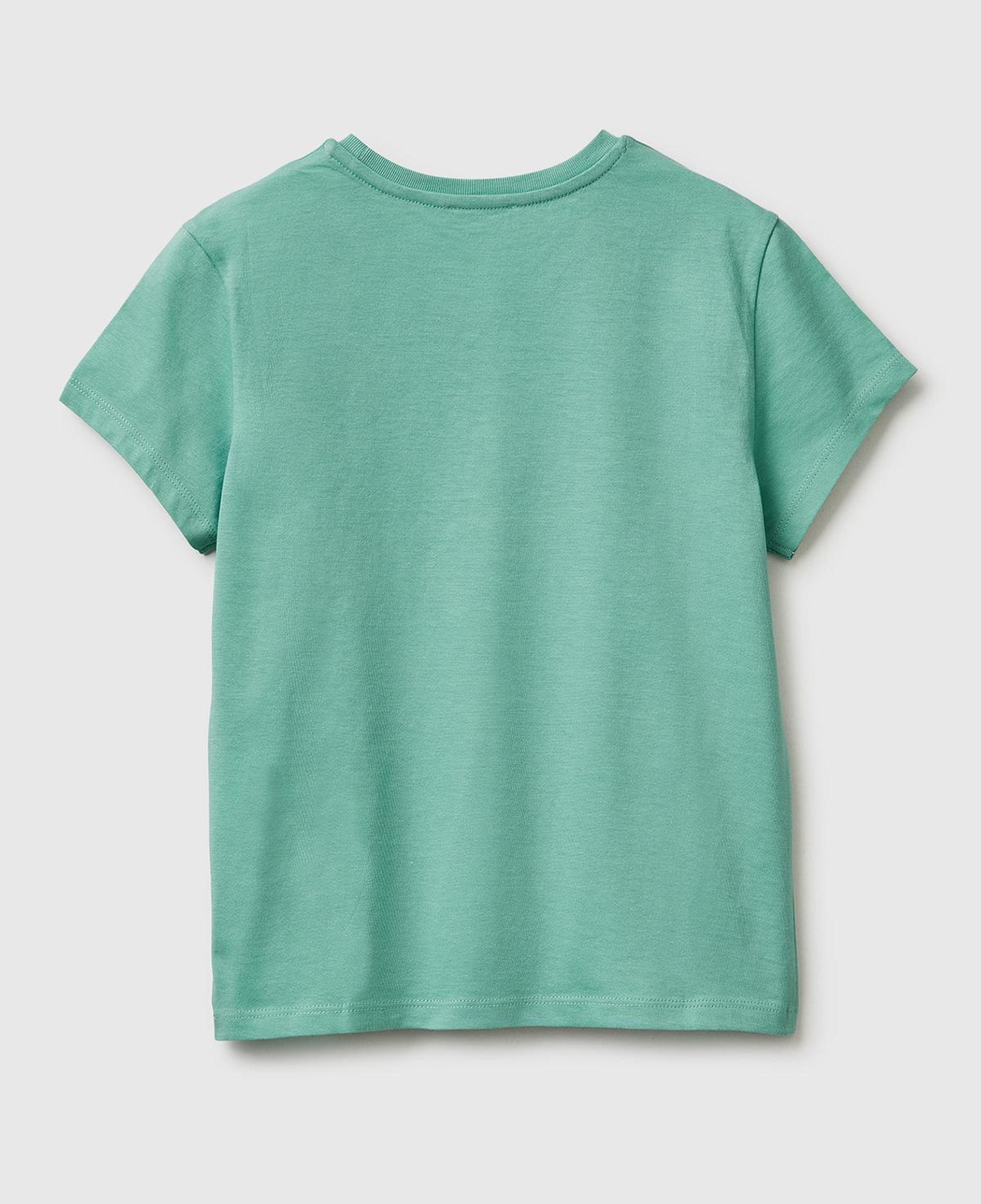 Kız Çocuk Mint Simli Logolu Bisiklet Yaka T-Shirt