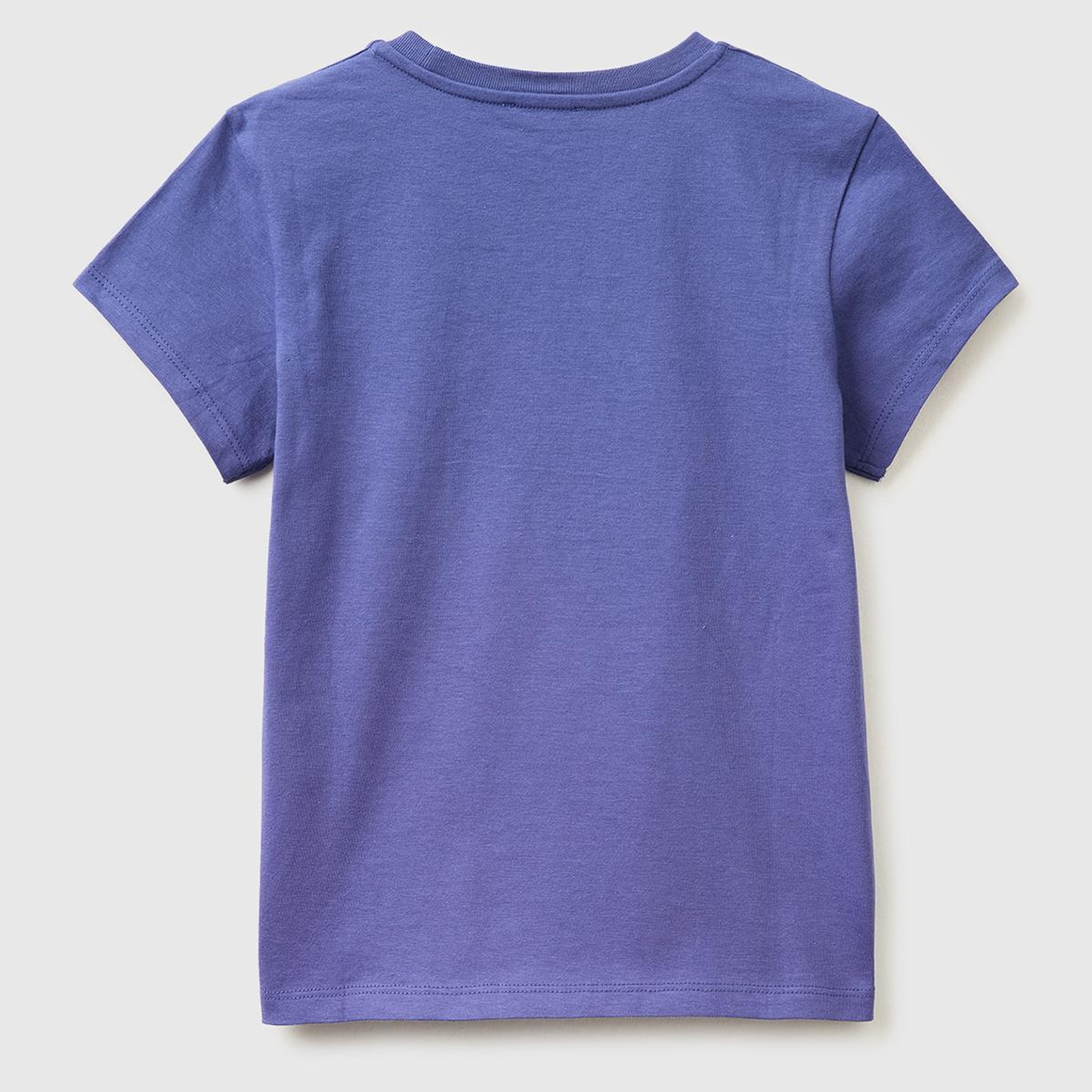 Kız Çocuk Koyu Lacivert Simli Logolu Bisiklet Yaka T-Shirt