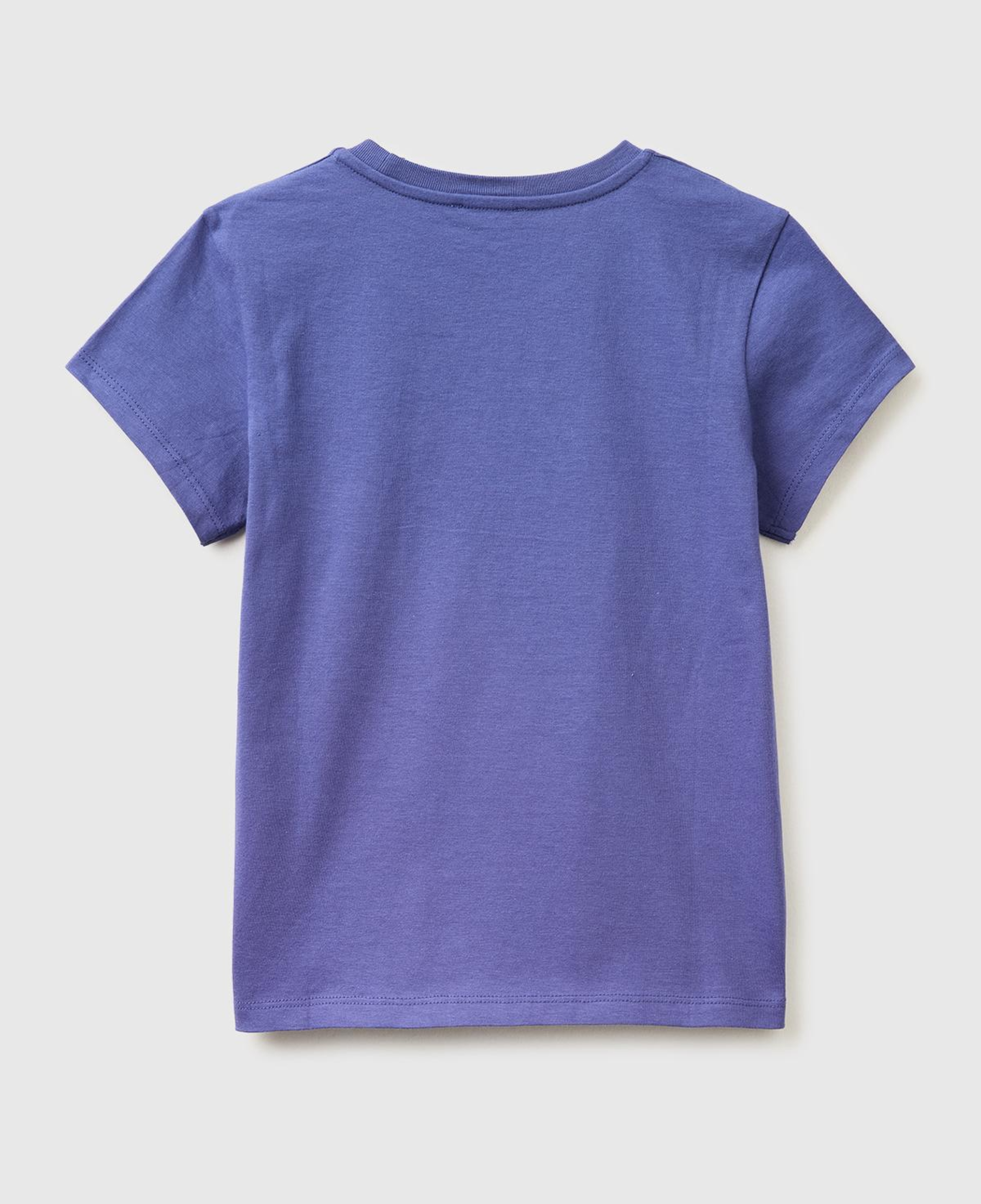 Kız Çocuk Koyu Lacivert Simli Logolu Bisiklet Yaka T-Shirt