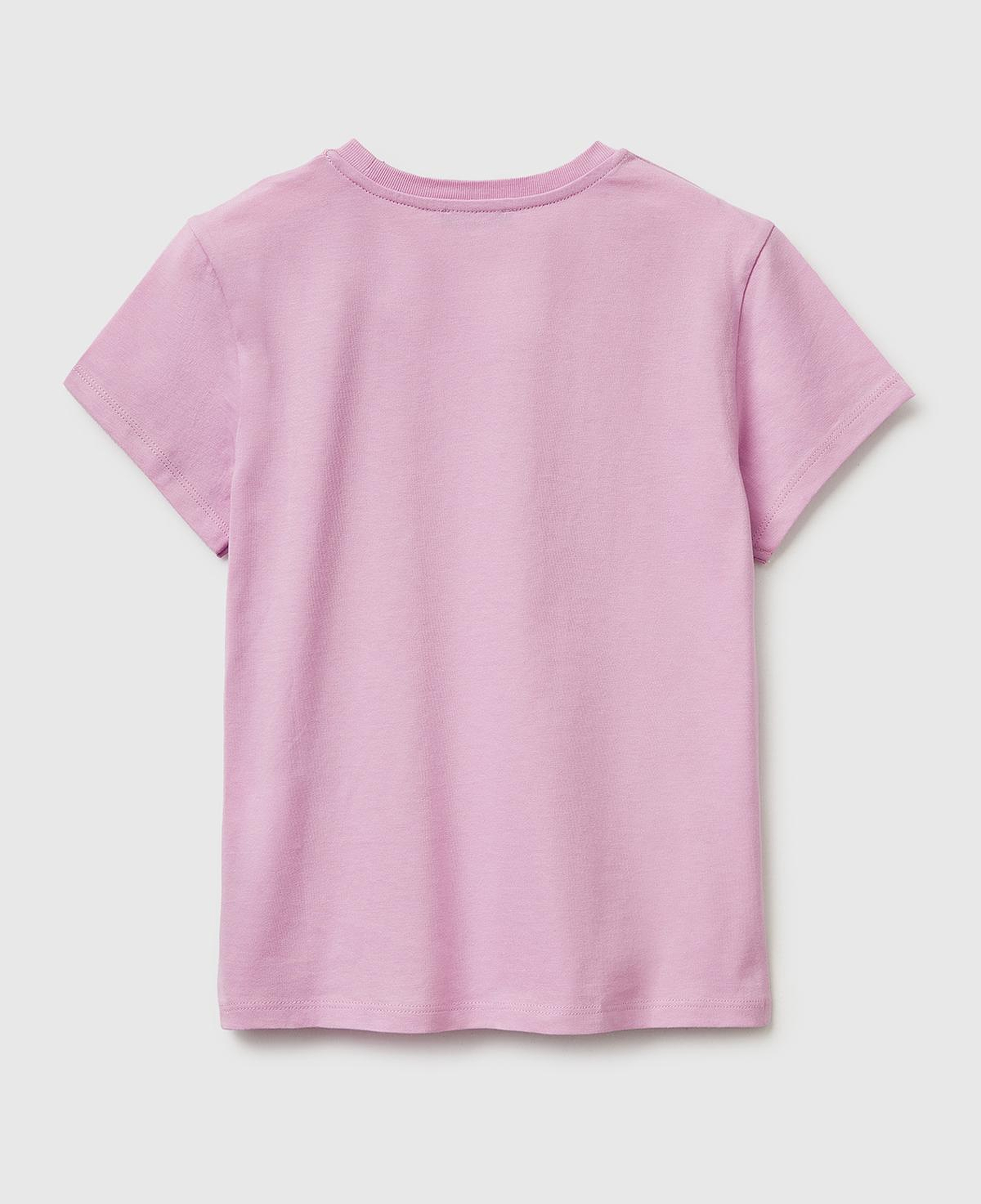 Kız Çocuk Pembe Simli Logolu Bisiklet Yaka T-Shirt
