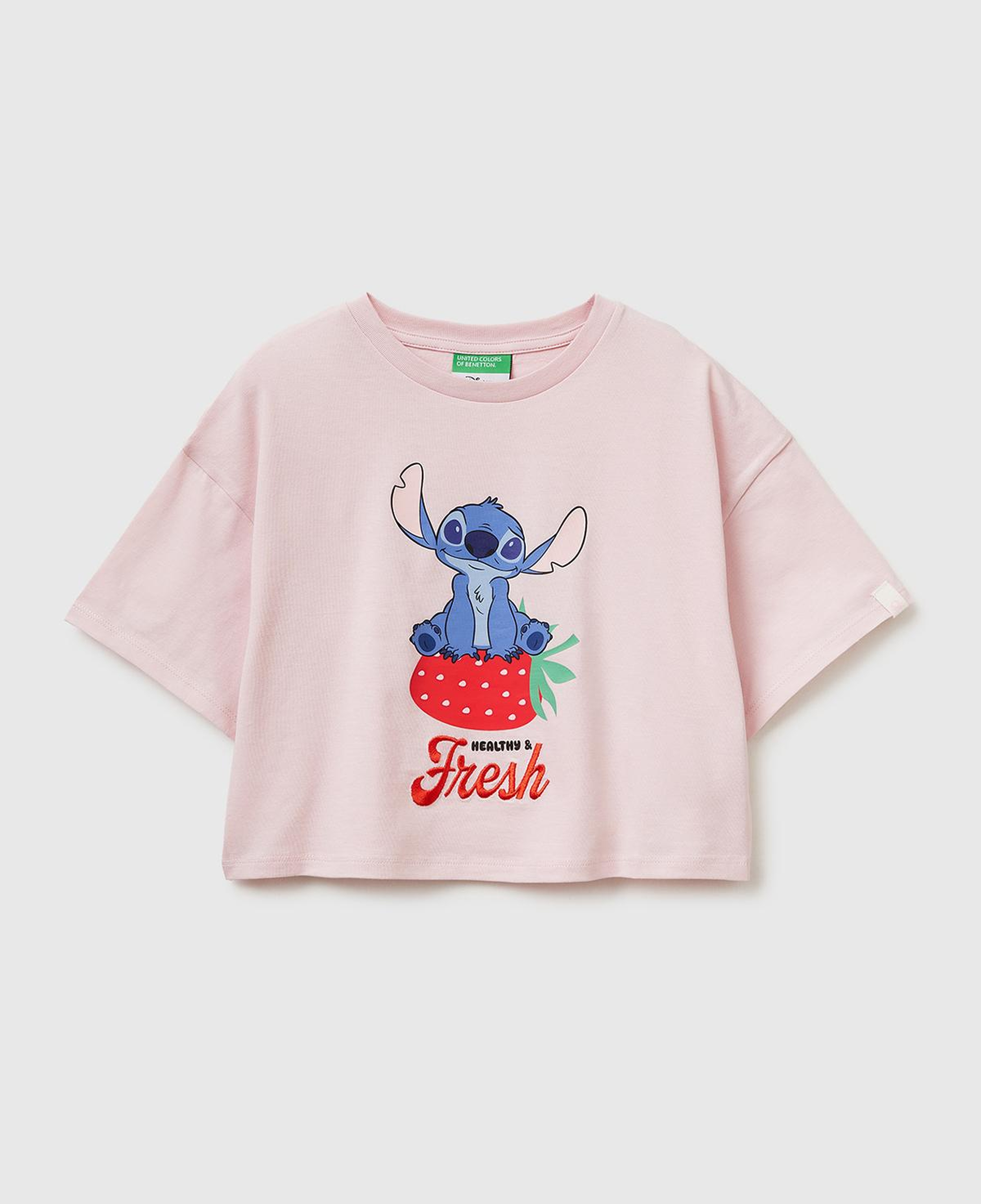 Kız Çocuk Toz Pembe Su Bazlı Baskılı İşlemeli Kolu Logo Detaylı Boxy Fit T-Shirt