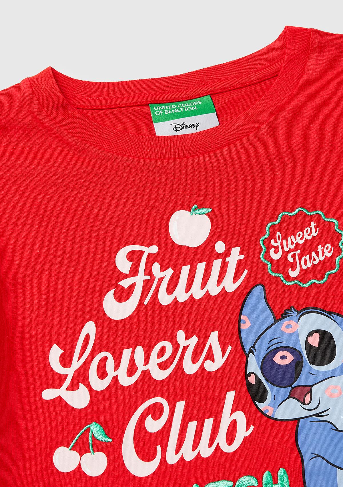 Kız Çocuk Kırmızı Su Bazlı Baskılı İşlemeli Kolu Logo Detaylı Boxy Fit T-Shirt