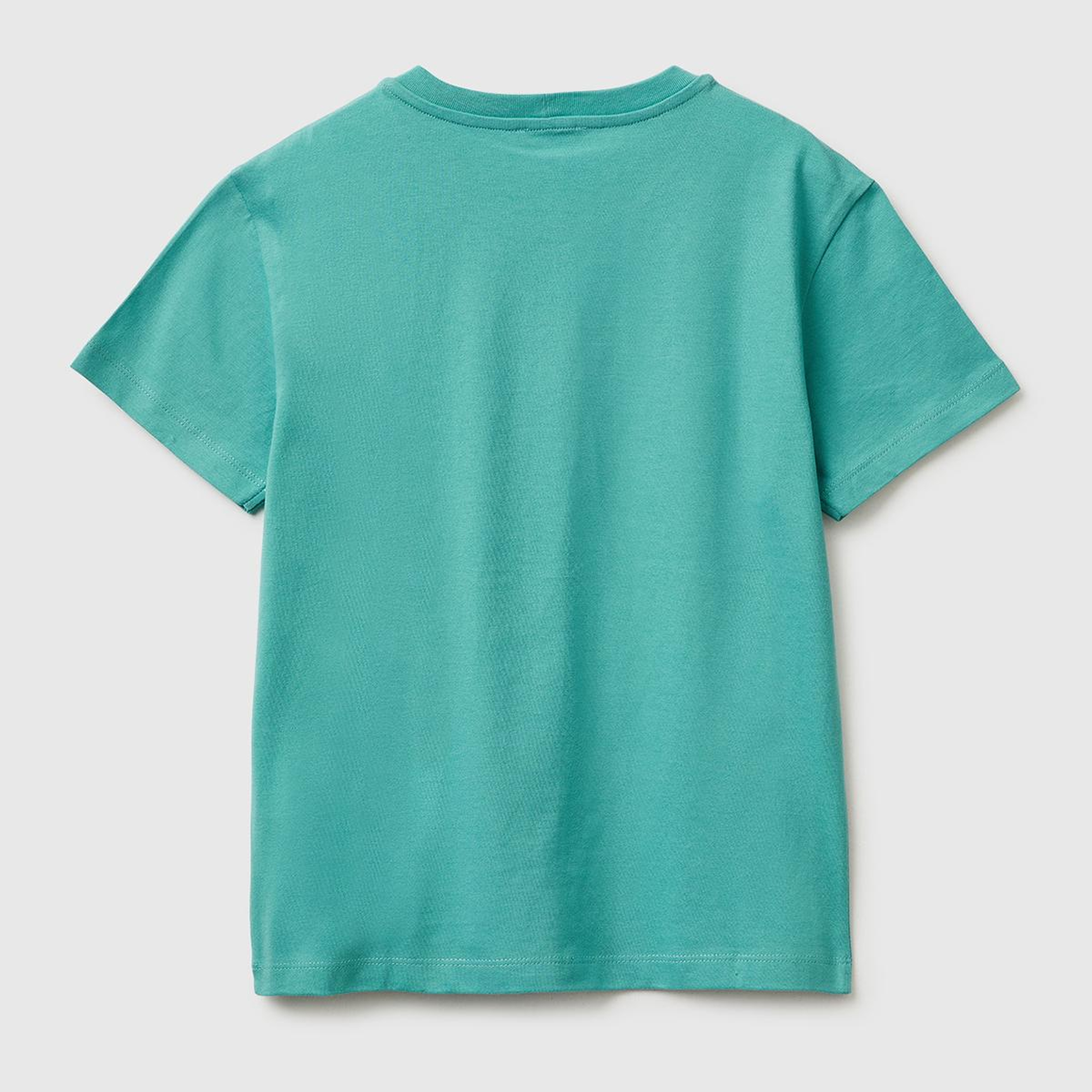 Erkek Çocuk Mavi-yeşil Tema Baskılı Rahat Kalıp Bisiklet Yaka T-Shirt