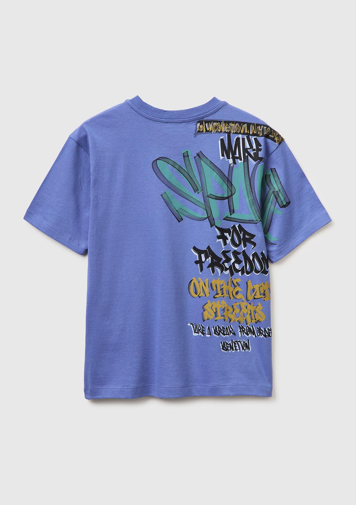Erkek Çocuk Havacı Mavi Baskılı Bisiklet Yaka Kısa Kollu T-Shirt