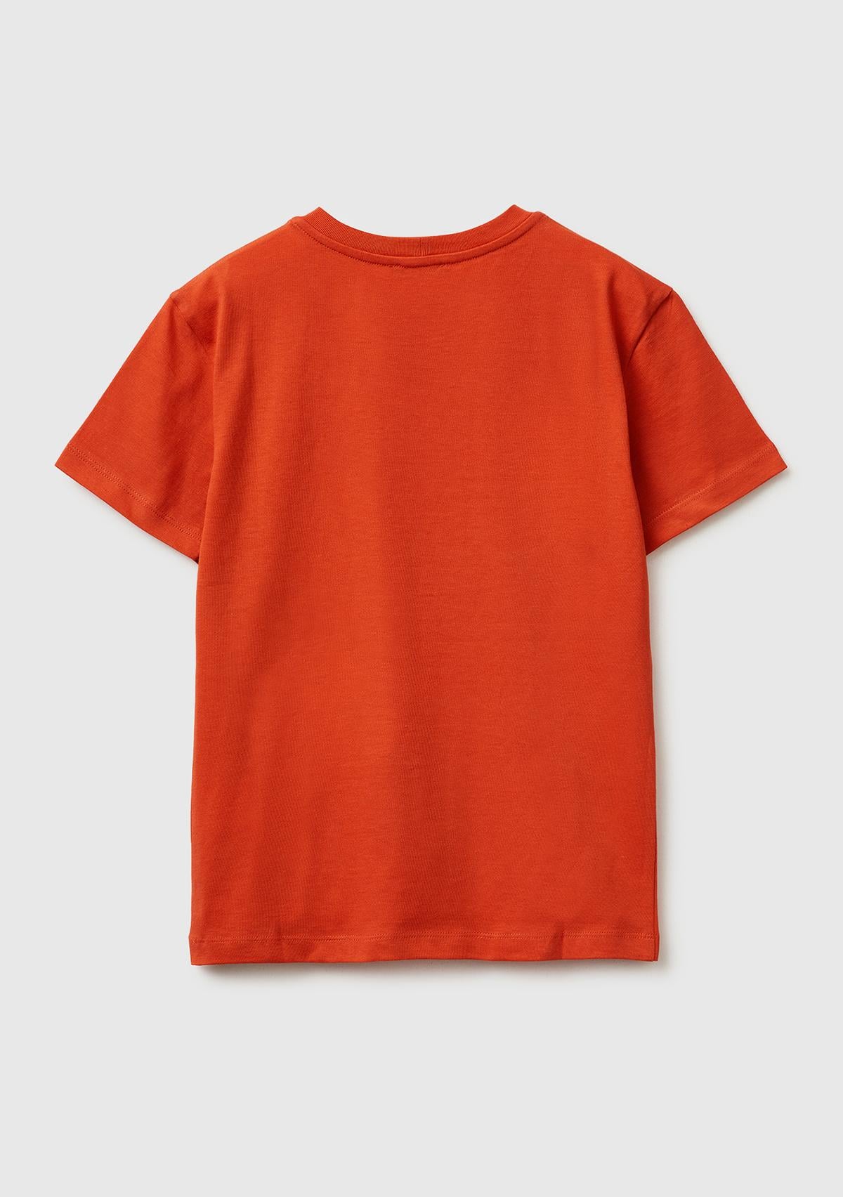 Erkek Çocuk Kırmızı Tema Baskılı Rahat Kalıp Bisiklet Yaka T-Shirt