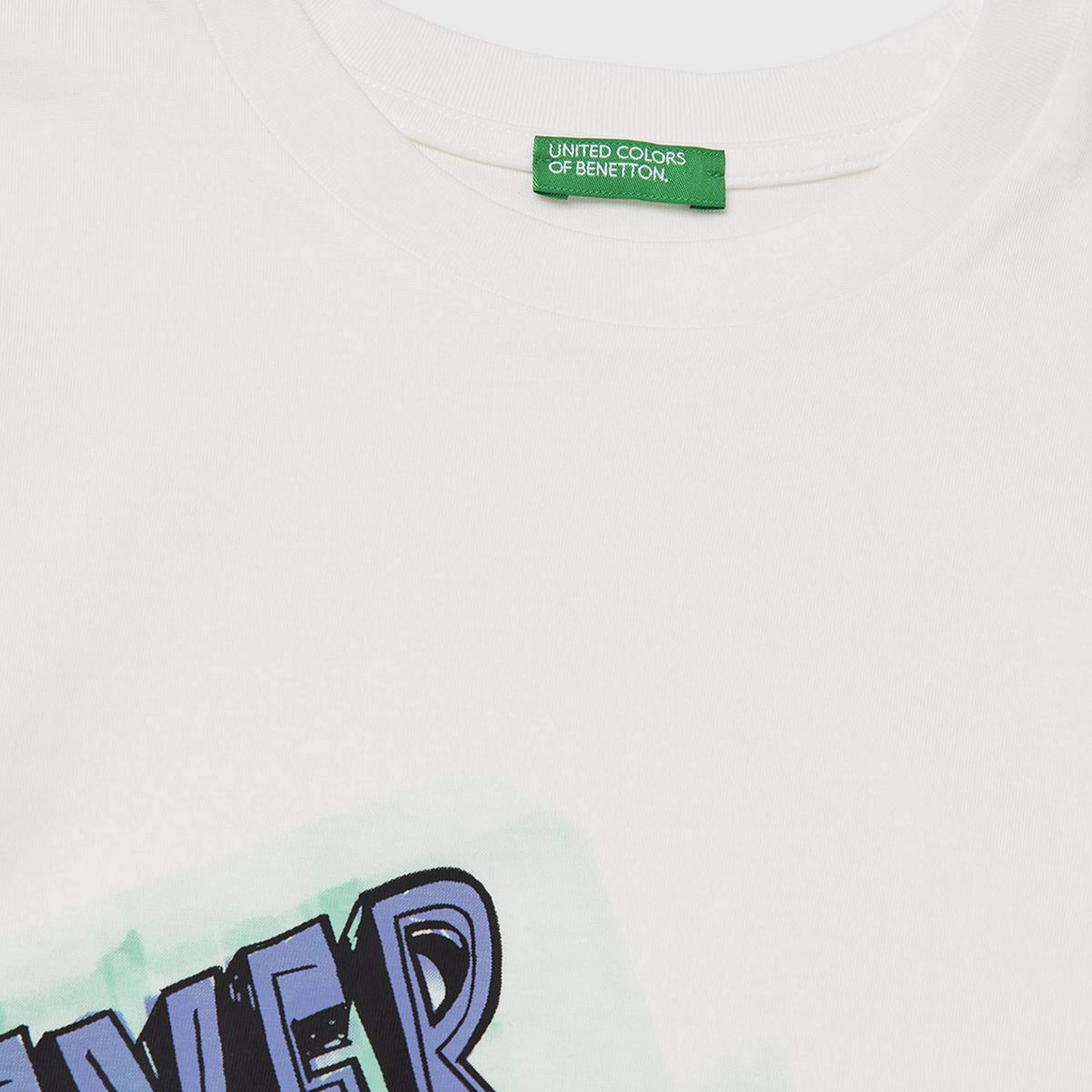Erkek Çocuk Beyaz Baskılı Bisiklet Yaka Kısa Kollu T-Shirt