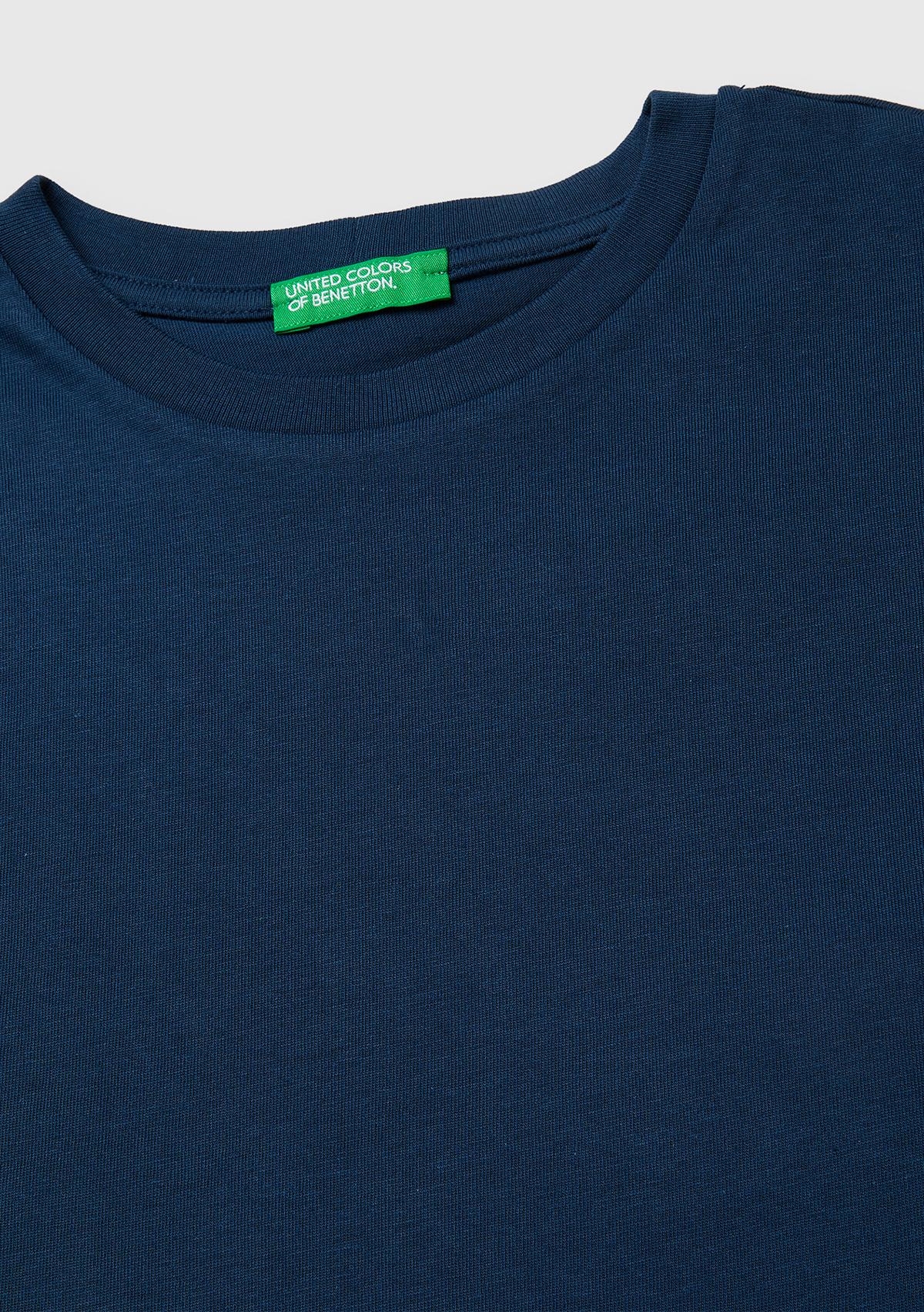 Erkek Çocuk Koyu Lacivert Tema Baskılı Rahat Kalıp Bisiklet Yaka T-Shirt