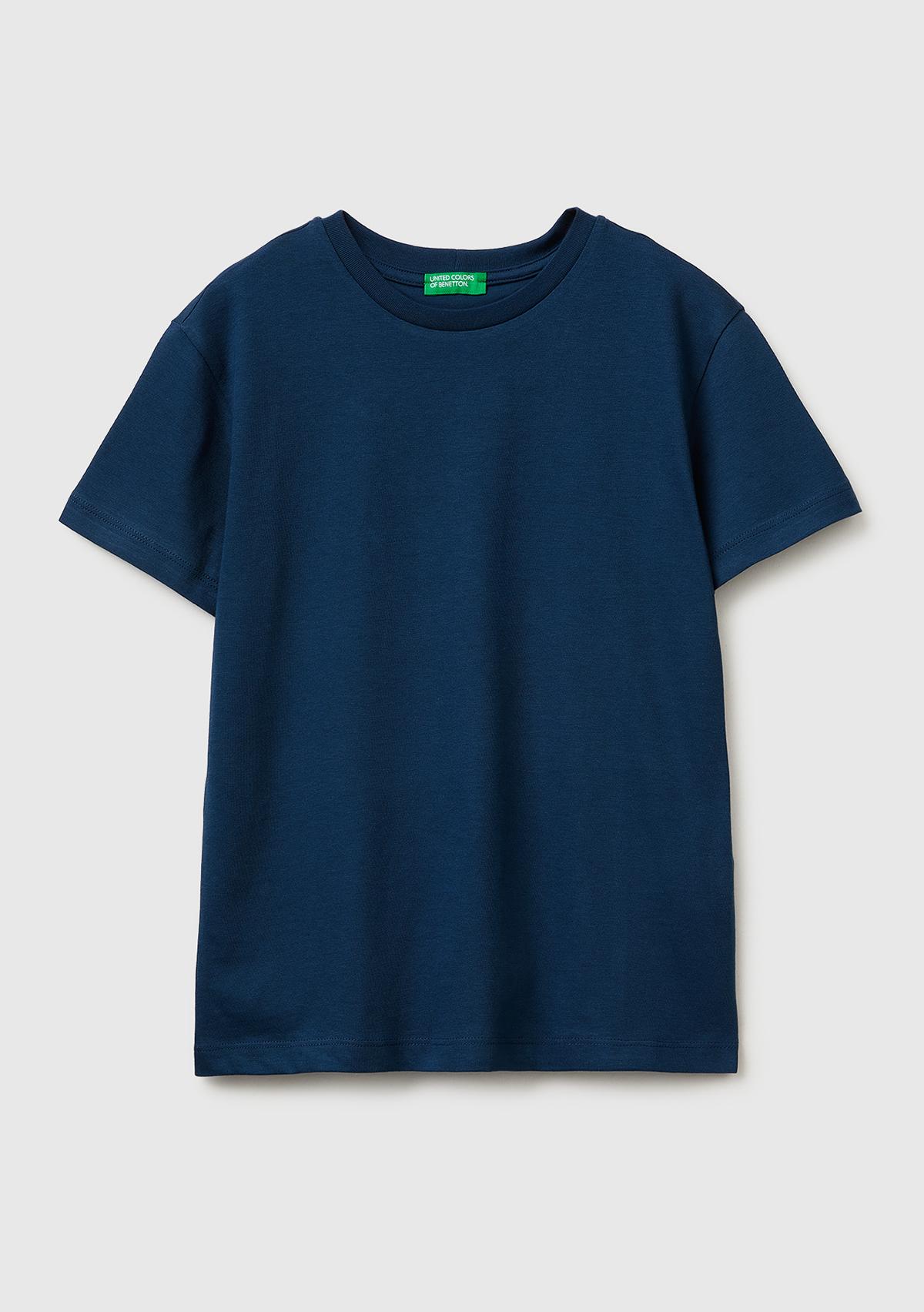 Erkek Çocuk Koyu Lacivert Tema Baskılı Rahat Kalıp Bisiklet Yaka T-Shirt
