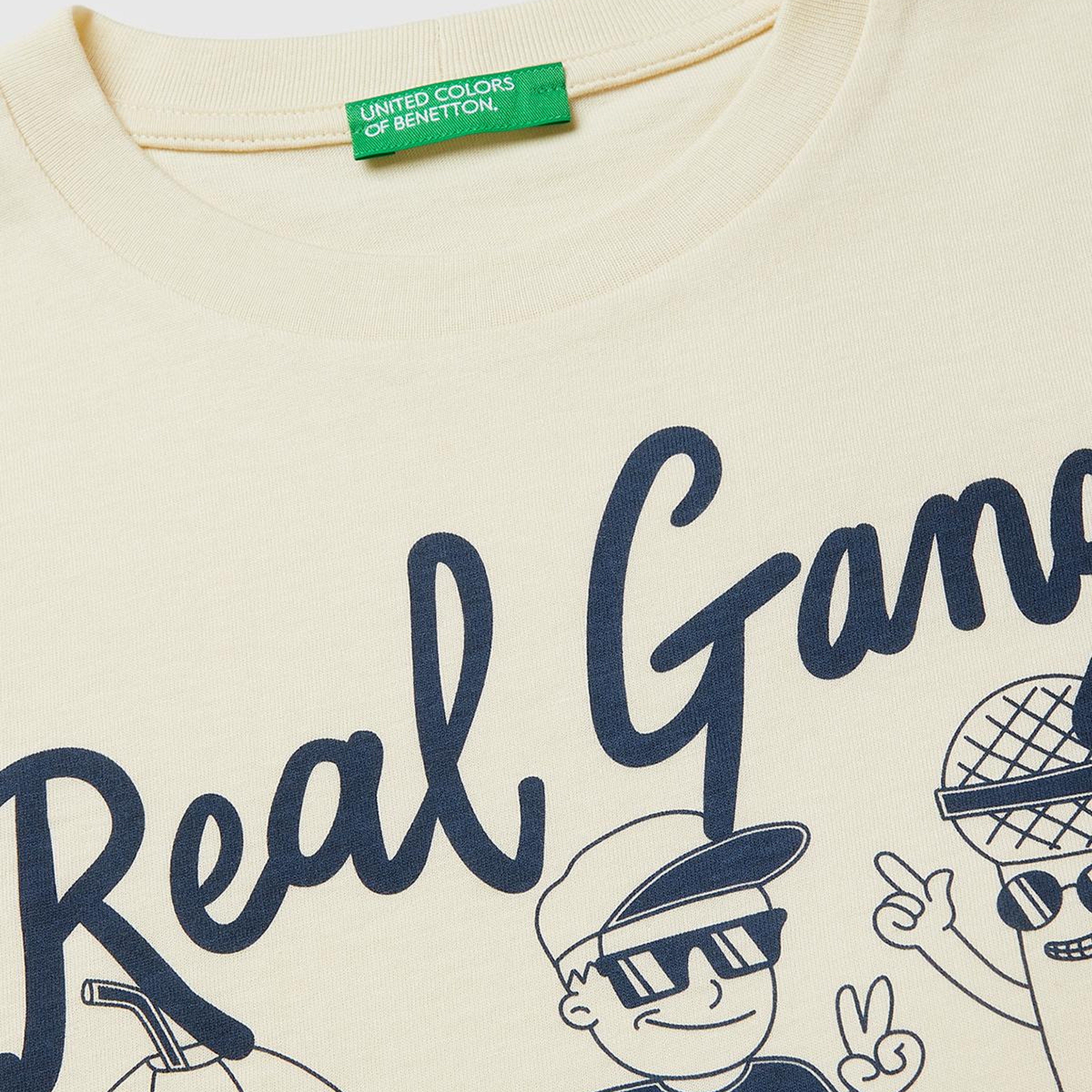 Erkek Çocuk Krem Tema Baskılı Rahat Kalıp Bisiklet Yaka T-Shirt