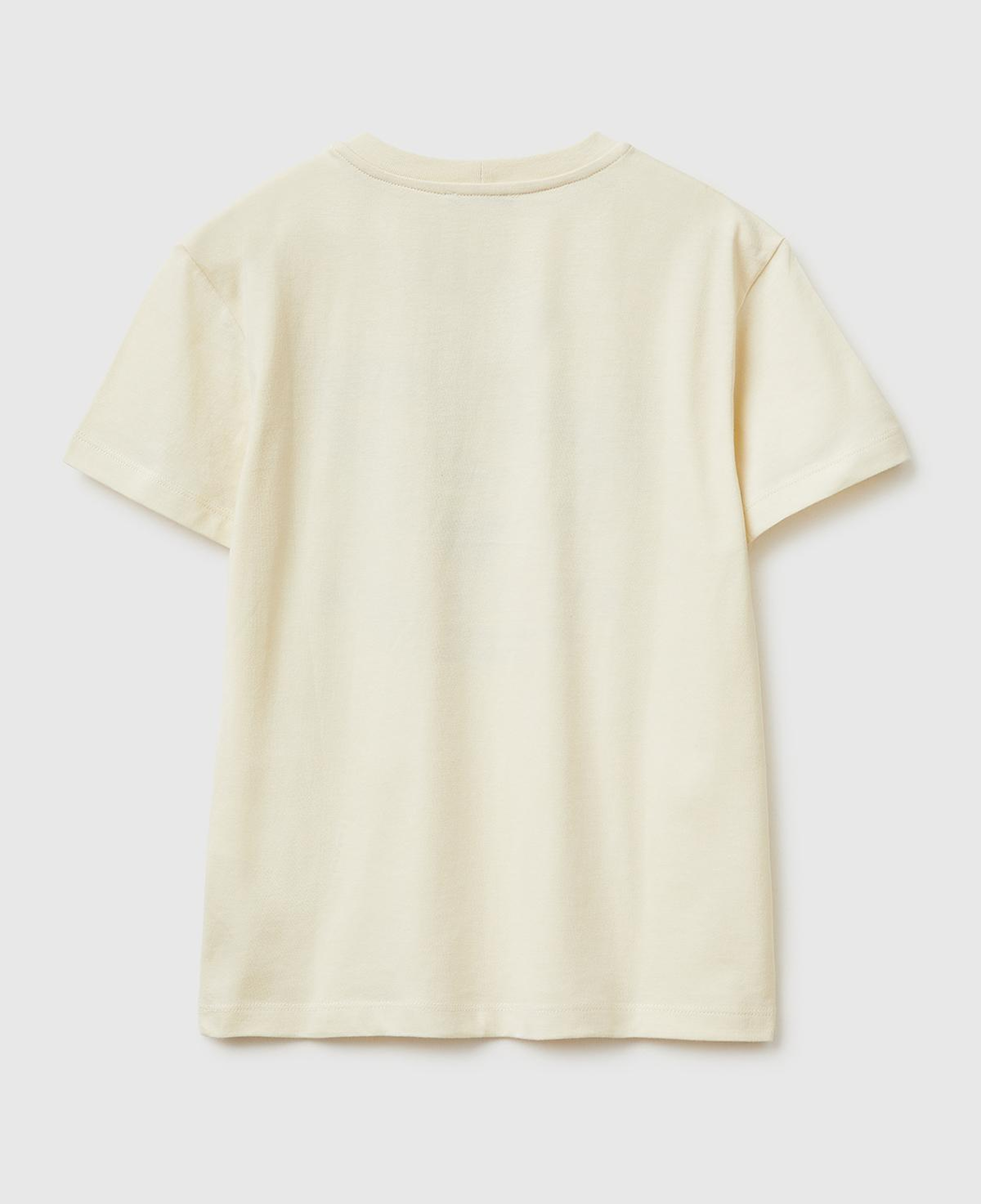 Erkek Çocuk Krem Tema Baskılı Rahat Kalıp Bisiklet Yaka T-Shirt