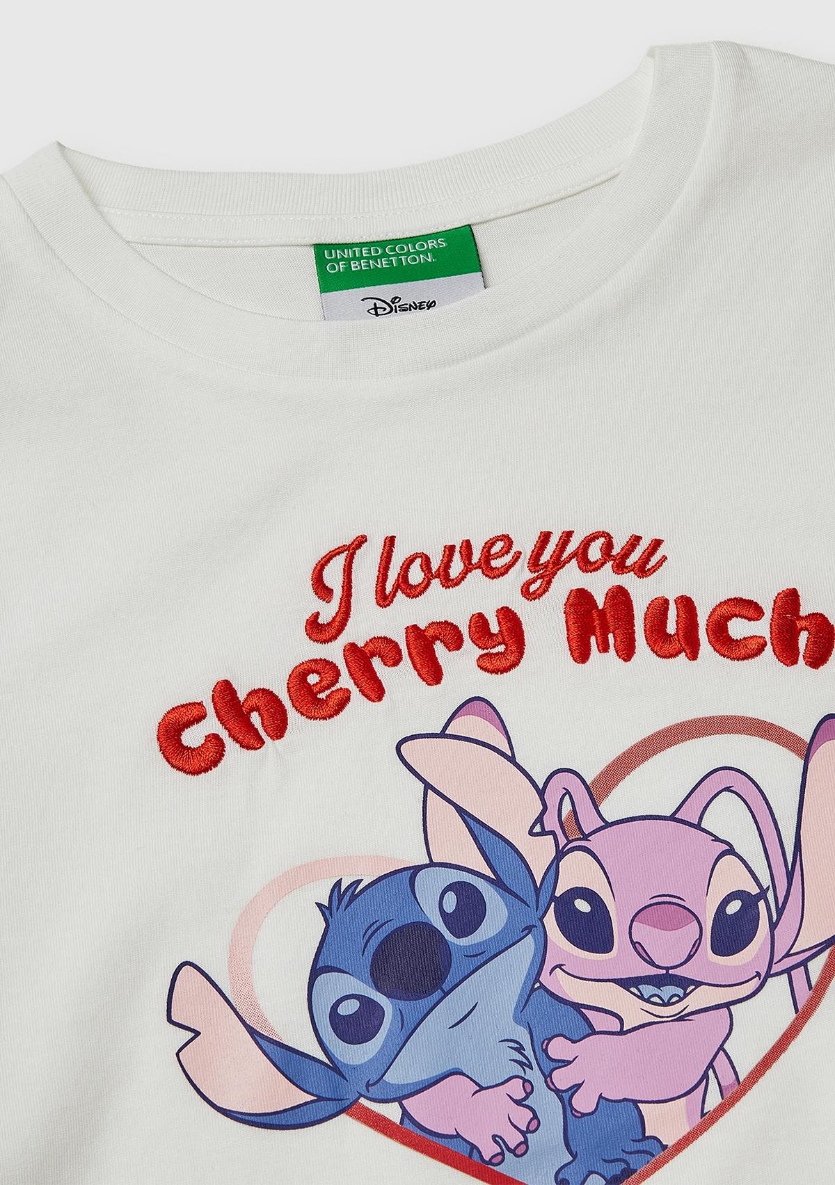 Kız Çocuk Beyaz Su Bazlı Baskılı İşlemeli Kolu Logo Detaylı Boxy Fit T-Shirt